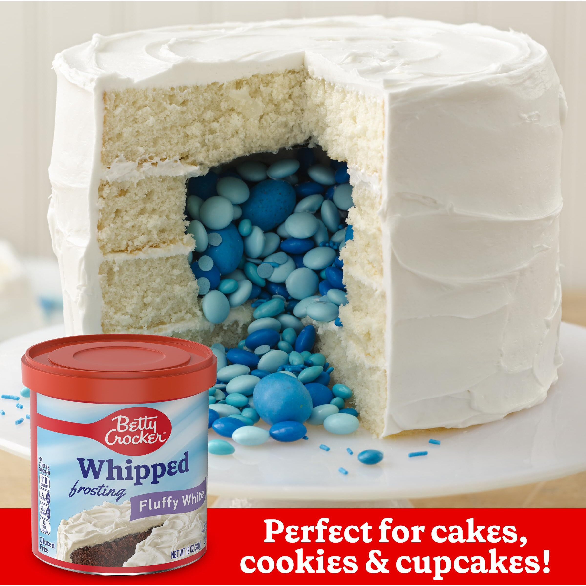 Betty Crocker Gluten Free Whipped Fluffy White Frosting, 12 Oz. (Pack Of 8)