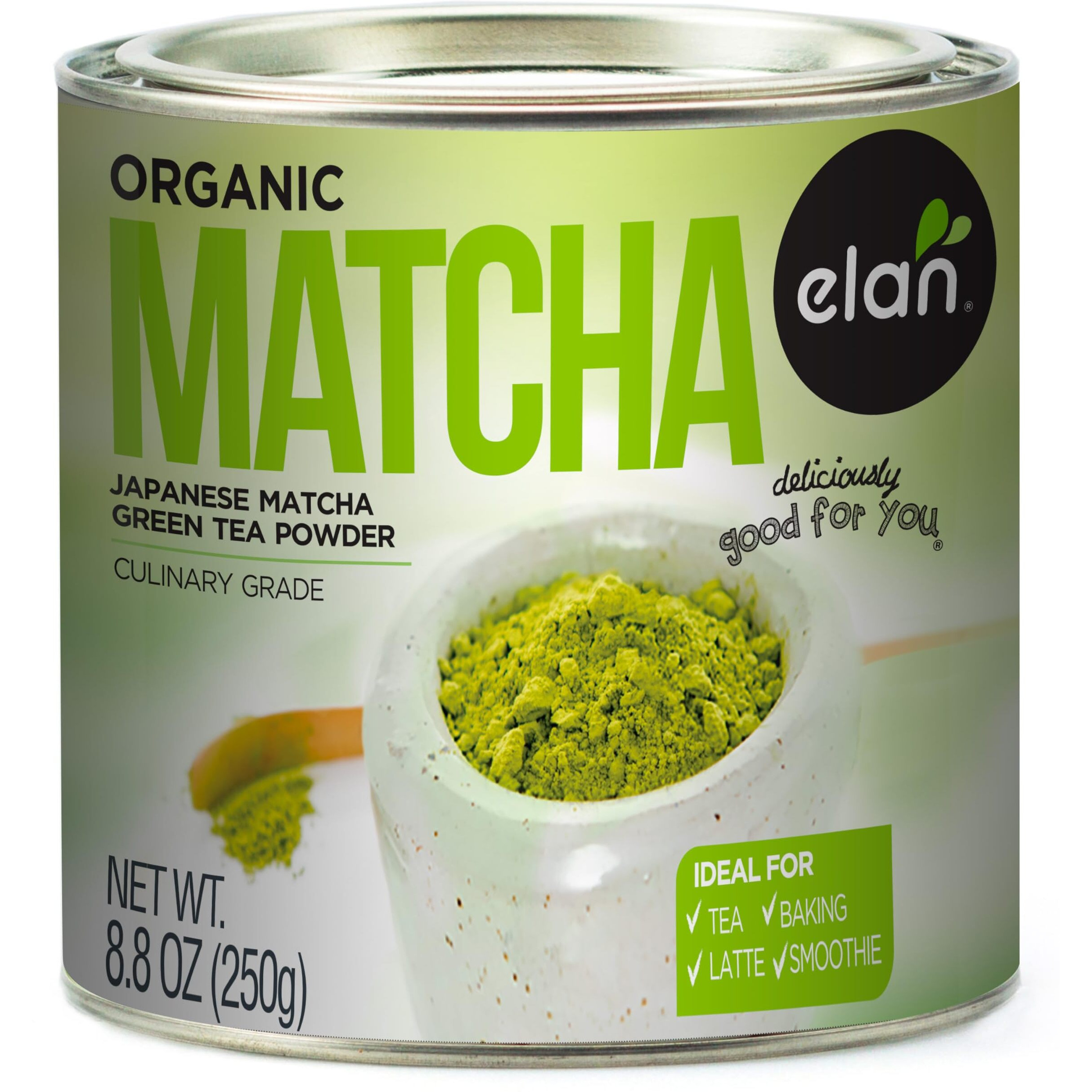 Elan Organic Matcha Tea Powder, Non-Gmo, Vegan, Gluten-Free , 8.8 Oz