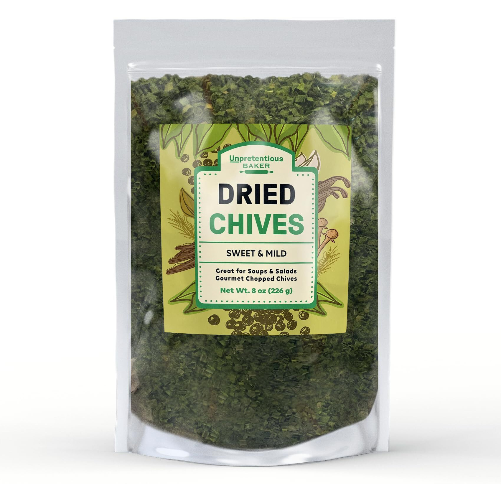 Unpretentious Dried Chives (8Oz) Thin & Delicate, Gourmet Chopped Chives, Great Topping For Soups & Salads