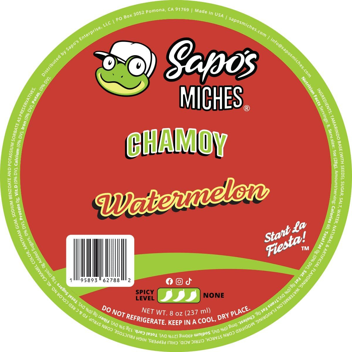 Sapo's Miches Chamoy Rim Rimming Paste Sauce Candy Dip For Drinks, Micheladas, Fruit, 8 Oz (Watermelon)