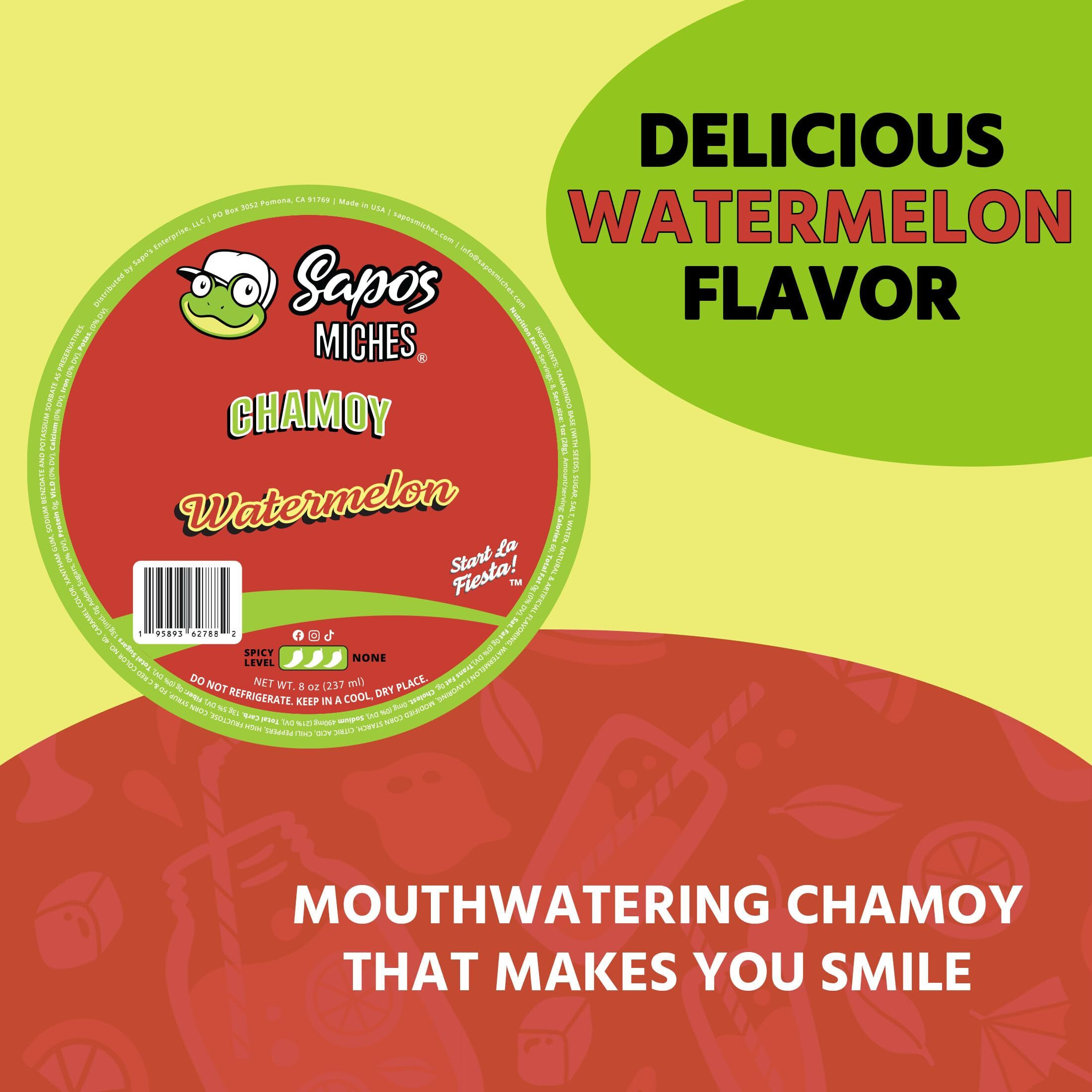 Sapo's Miches Chamoy Rim Rimming Paste Sauce Candy Dip For Drinks, Micheladas, Fruit, 8 Oz (Watermelon)