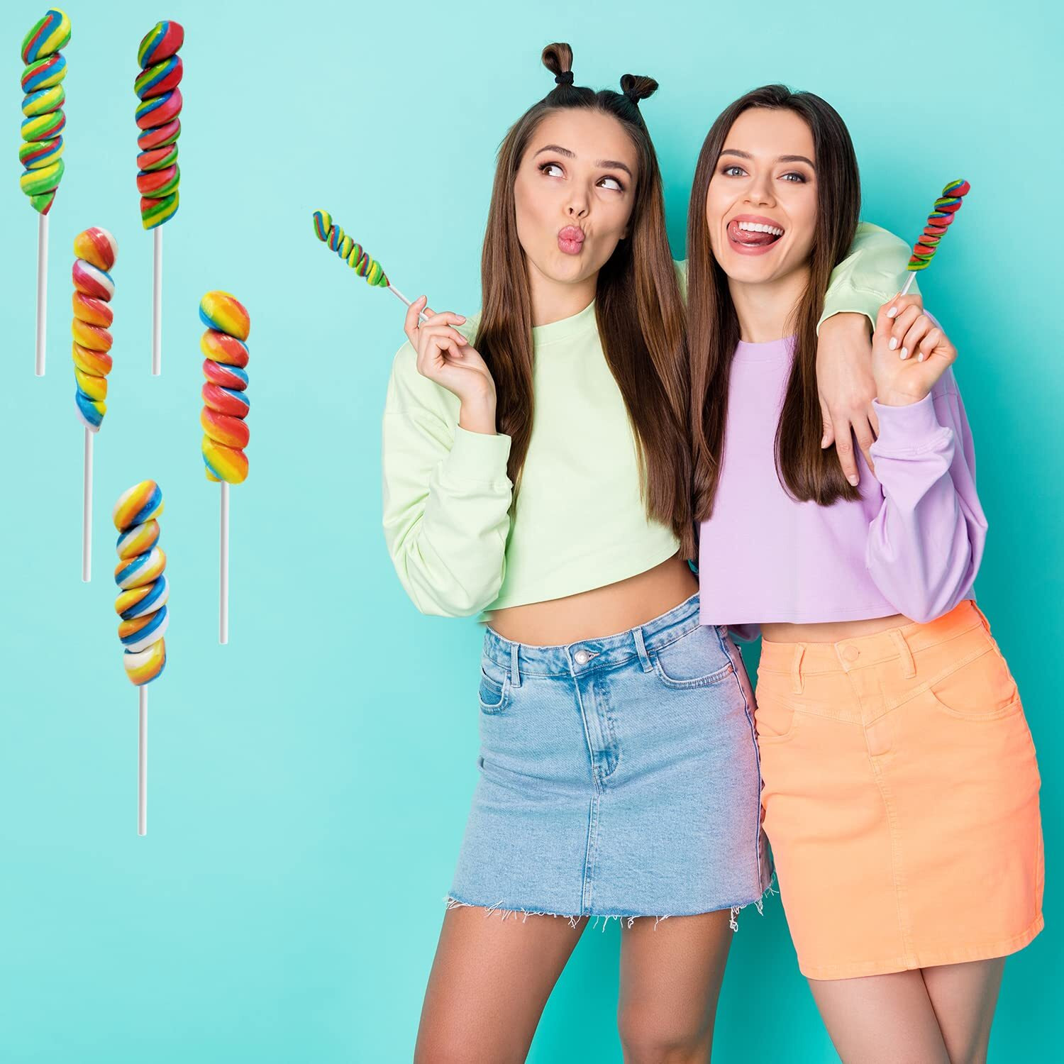 The Dreidel Company Rainbow Twist Lollipop, Mixed Fruit Flavor, Individually Wrapped, 3"" Inch Sucker (12-Pack)