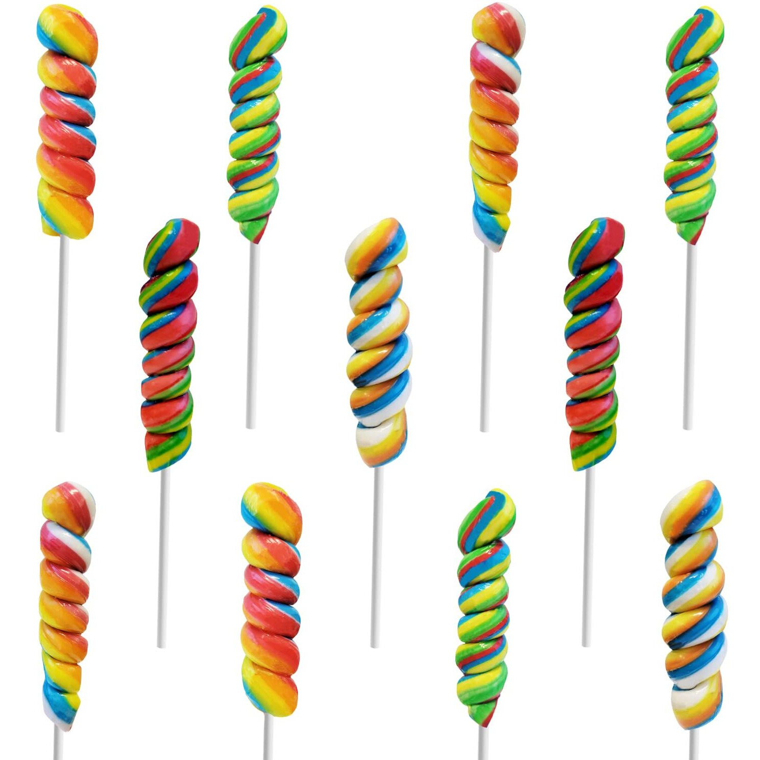 The Dreidel Company Rainbow Twist Lollipop, Mixed Fruit Flavor, Individually Wrapped, 3"" Inch Sucker (12-Pack)