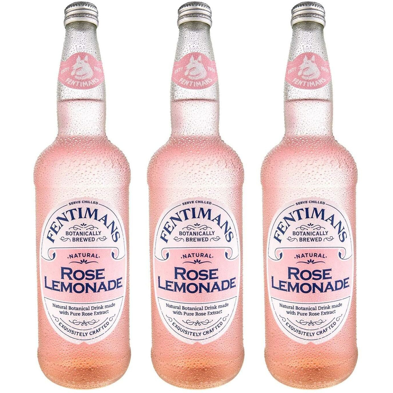 Fentimans Sparkling Rose Lemonade - Sparkling Pink Lemonade With Natural Ingredients & Pure Rose Extract, Mixer, Craft Soda, Botanically Brewed Lemonade - 9.3 Fl Oz (Pack Of 3)