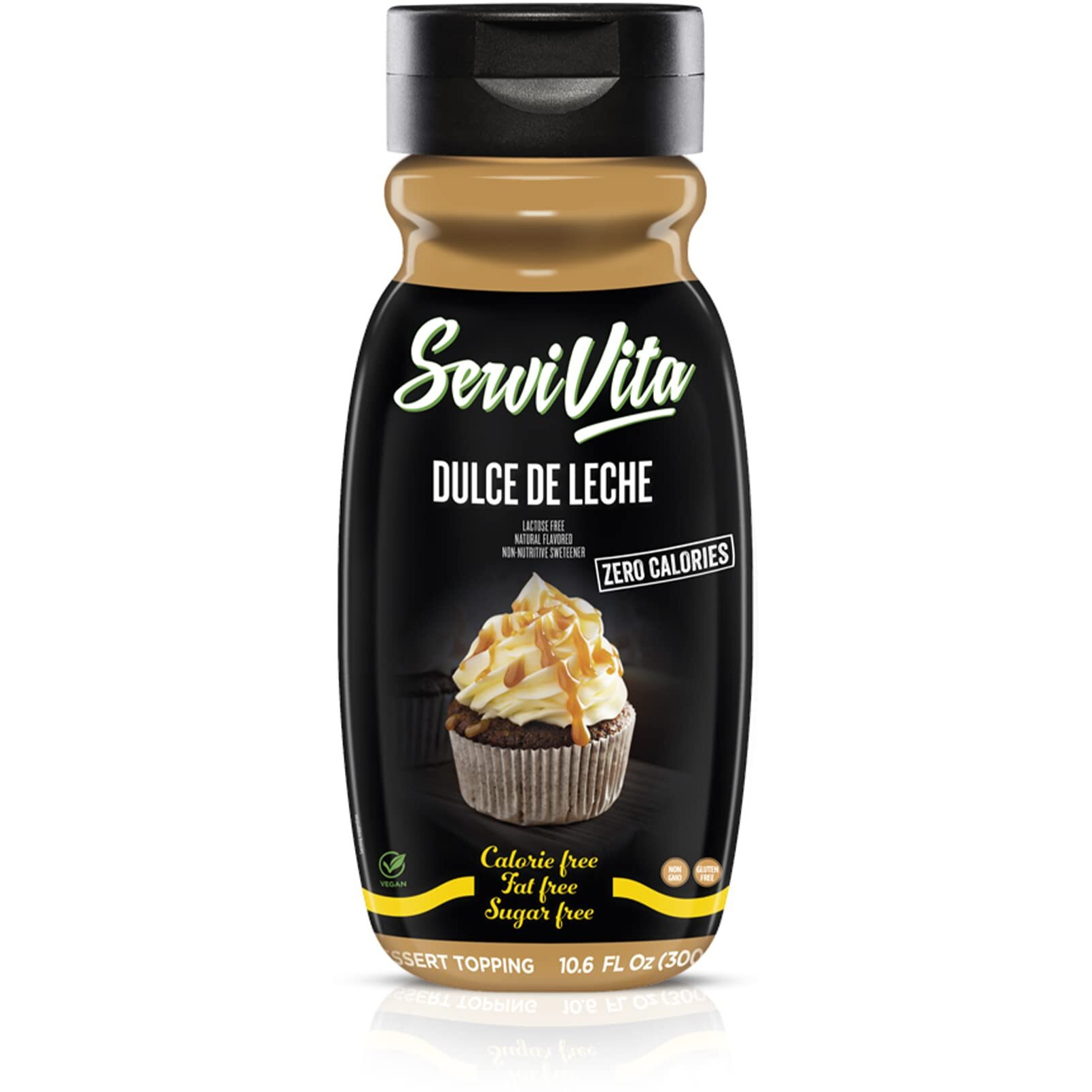 Sugar Free Dulce De Leche Topping Zero Calories And Fat Free, 10.6 Fl Oz - No Sugar Dulce De Leche Syrup Dessert Topping Gluten-Free, Non-Gmo, Vegan And Keto Friendly - Servivita