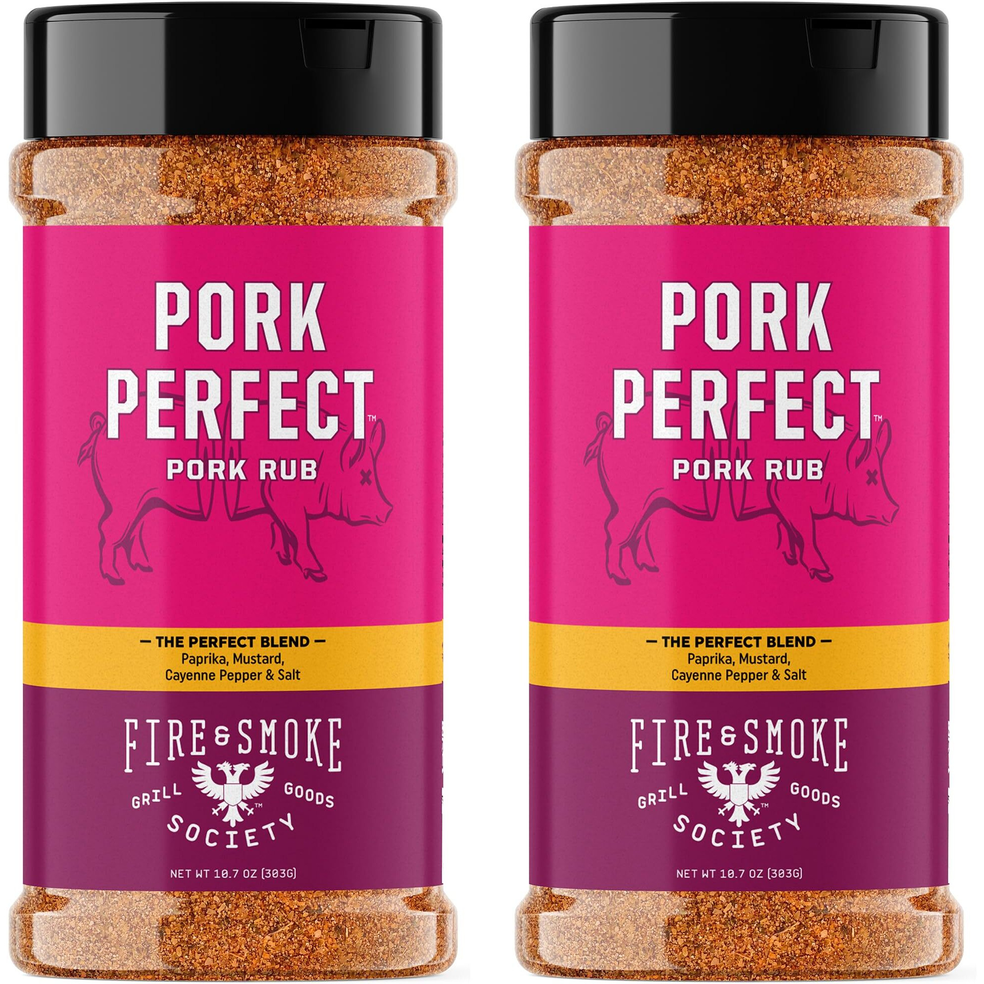 Fire & Smoke Society Pork Perfect Pork Rub | Bbq Seasoning For Smoking And Grilling Meat | Pulled Pork Ribs, Rib Rub, Dry Bbq Rubs And Spices | Paprika, Mustard, Cayenne Pepper & Salt | Xl (2-Pack)