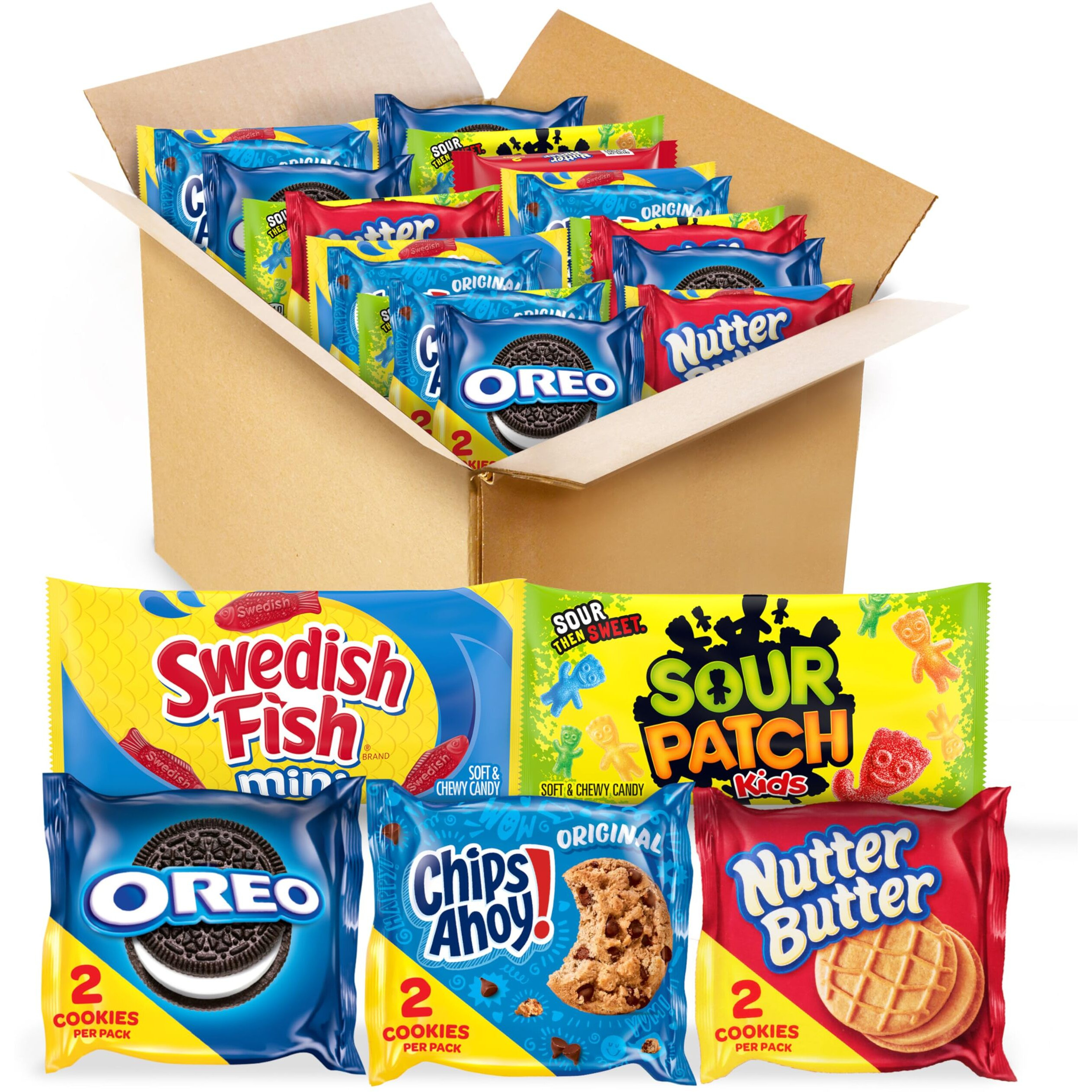 Oreo, Chips Ahoy, Nutter Butter, Sour Patch Kids & Swedish Fish Cookies & Candy Variety Pack, 40 Snack Packs