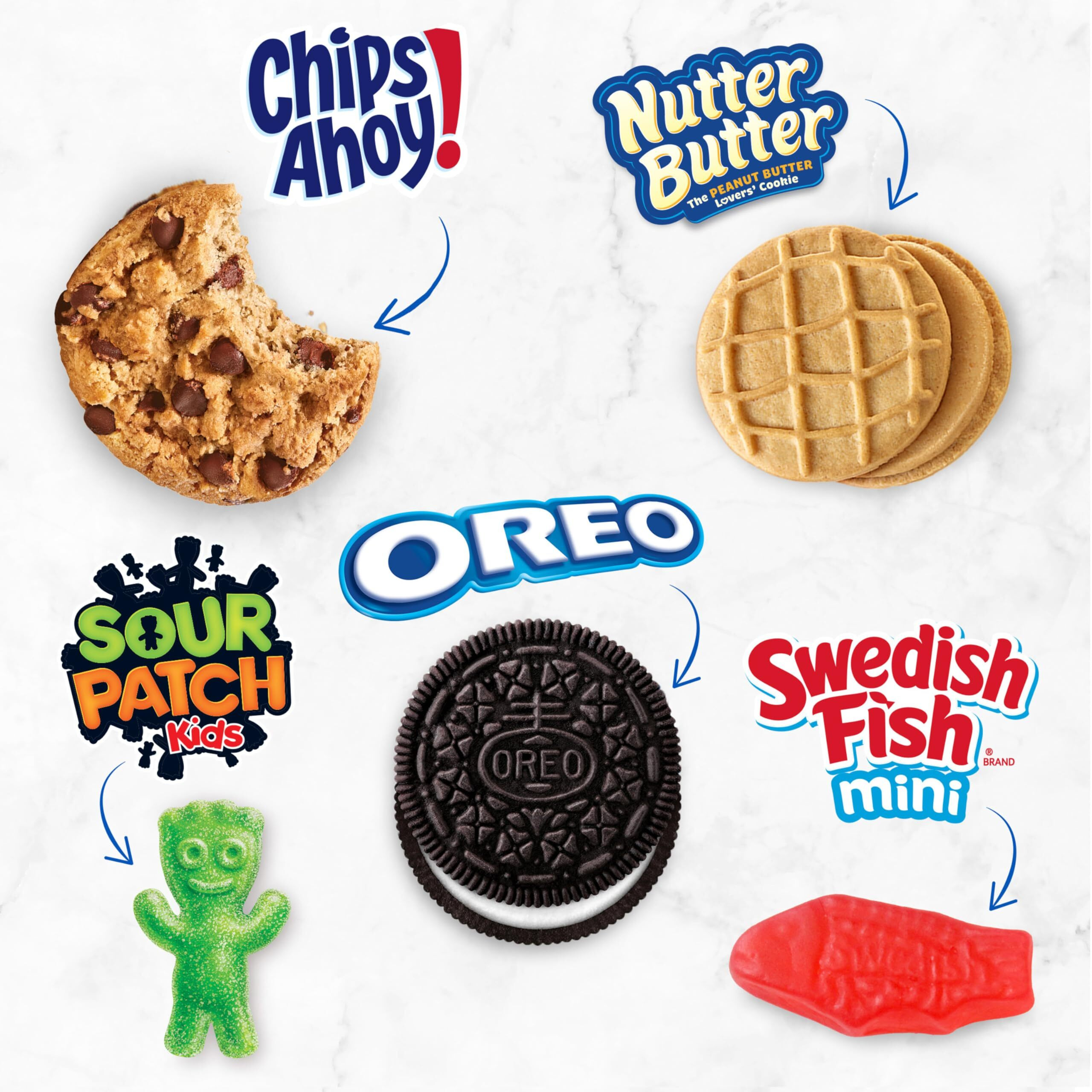 Oreo, Chips Ahoy, Nutter Butter, Sour Patch Kids & Swedish Fish Cookies & Candy Variety Pack, 40 Snack Packs