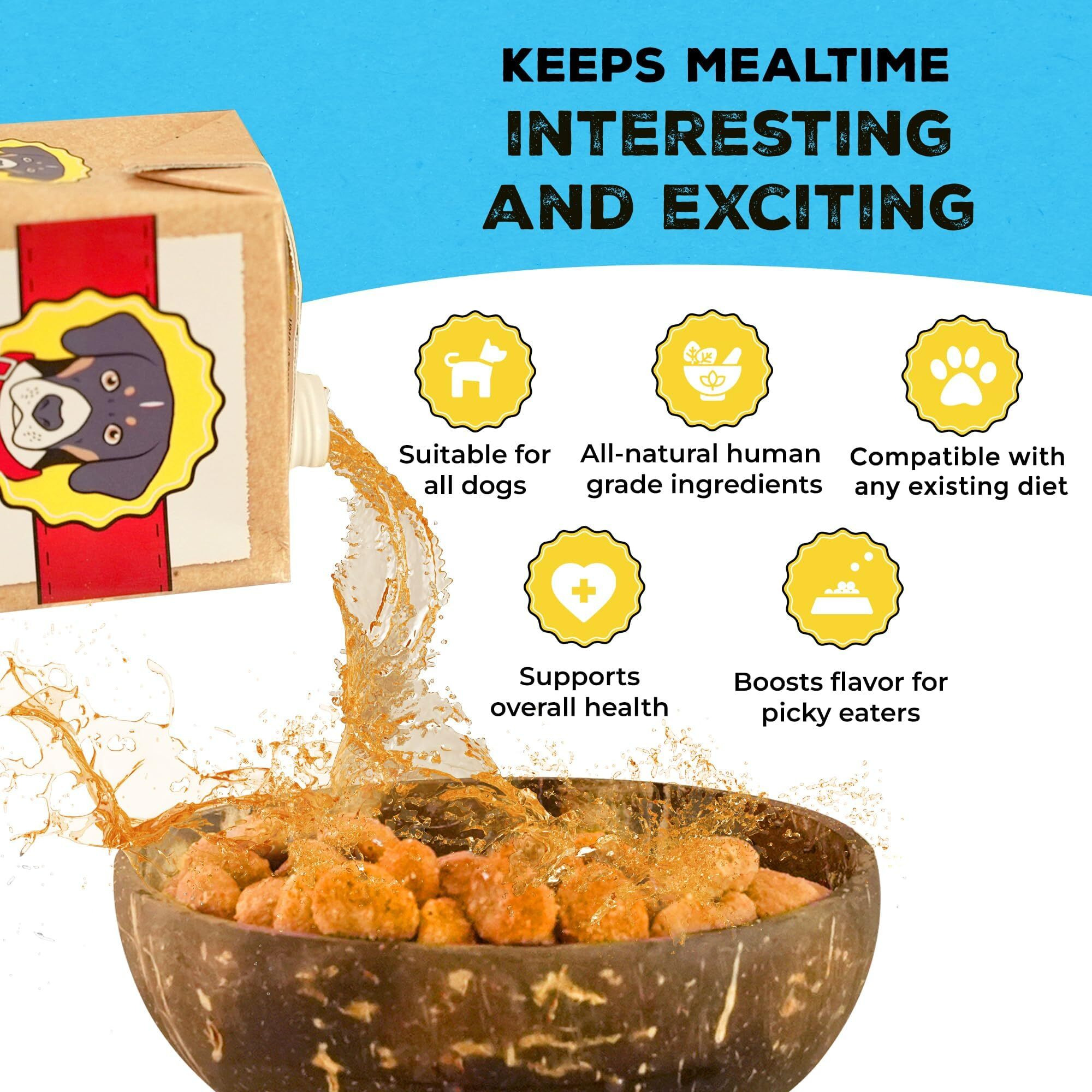 Brutus Beef Bone Broth For Dogs And Cats - All Natural Dog Bone Broth With Chondroitin Glucosamine & Turmeric -Human Grade Dog Food Toppers For Picky Eaters & Dry Food -Tasty & Nutritious