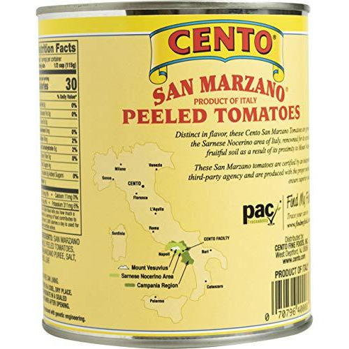 Cento Certified San Marzano Whole Peeled Plum Tomatoes, 28 Ounce, Pack Of 6