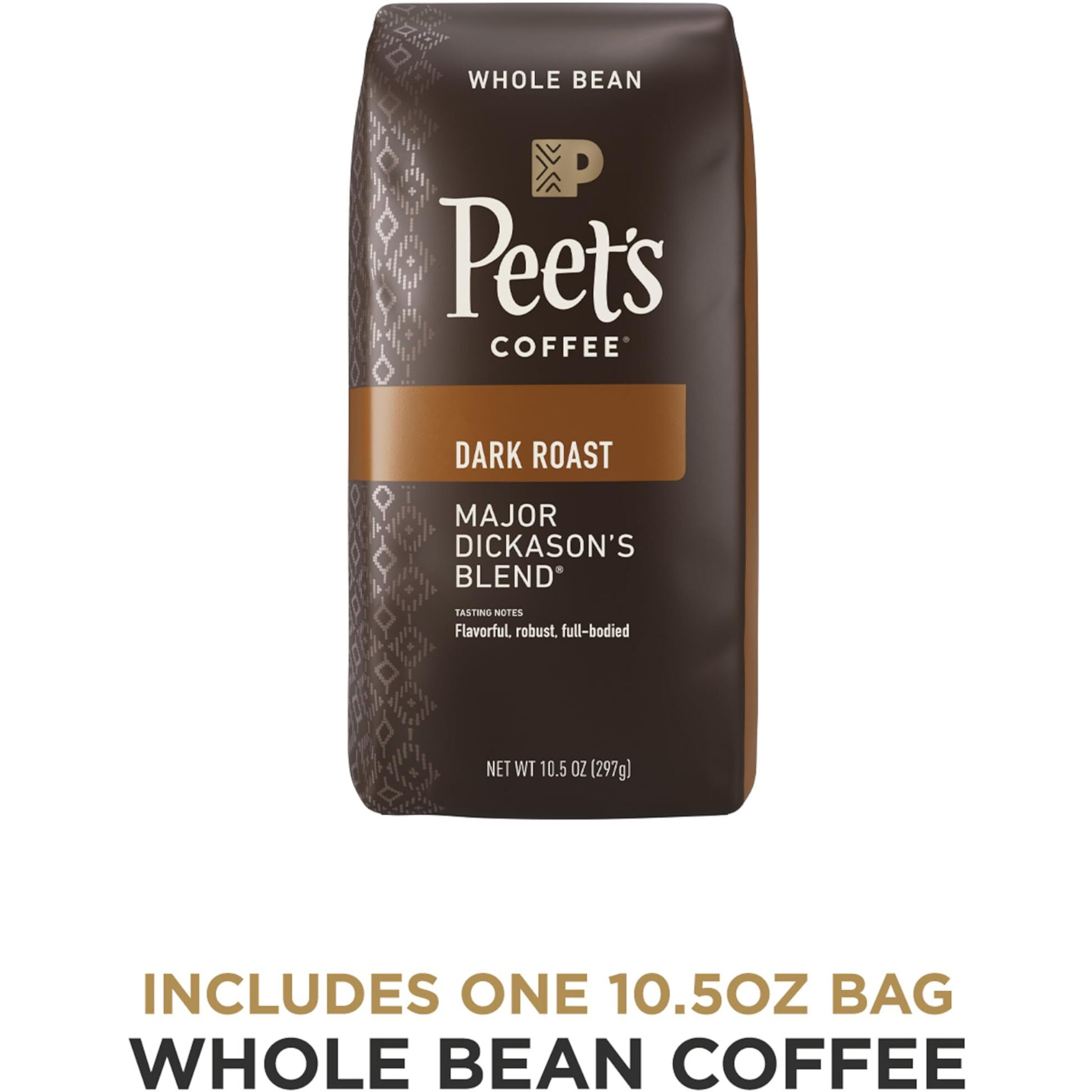 Peet's Coffee, Dark Roast Whole Bean Coffee - Major Dickason's Blend 10.5 Ounce Bag