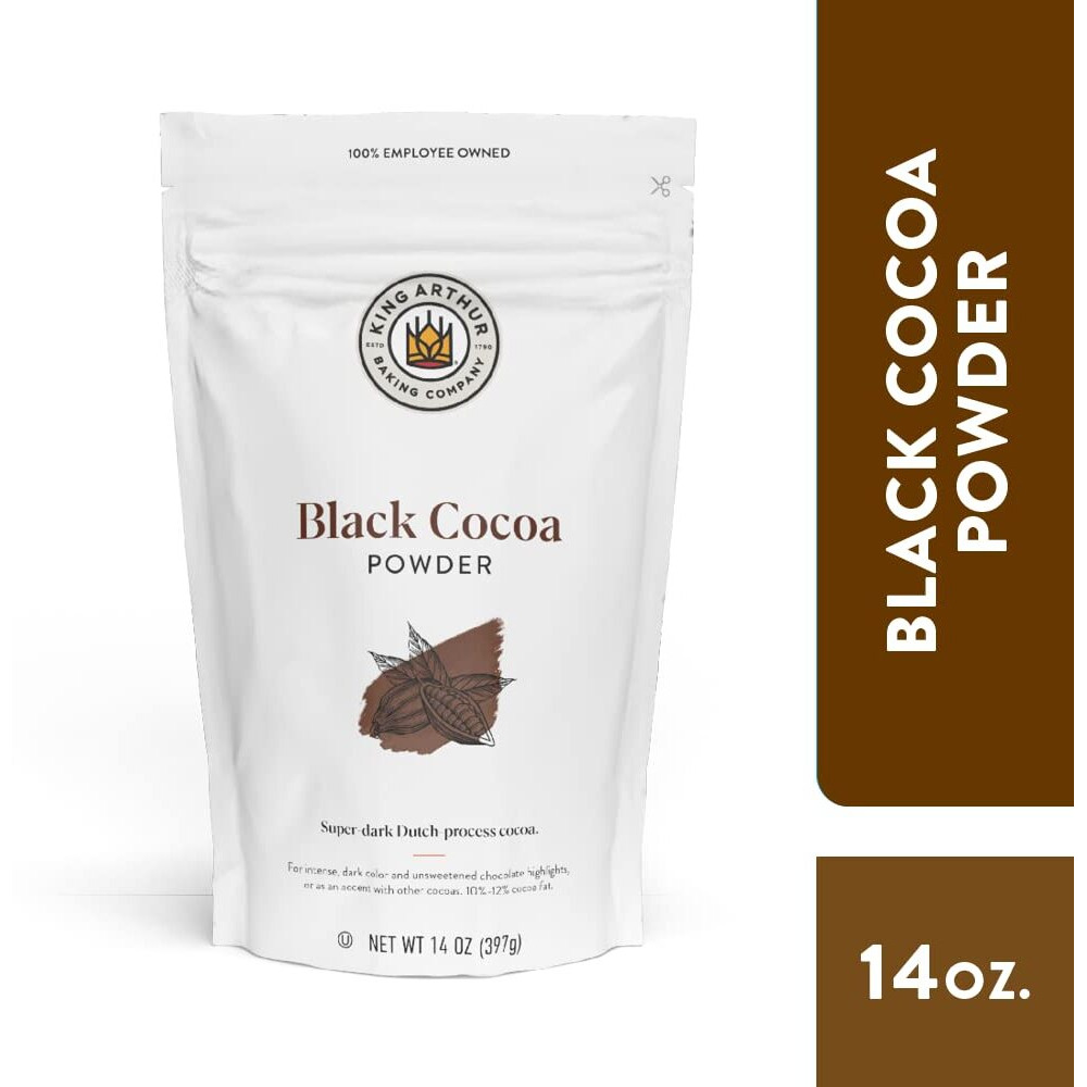 King Arthur Black Cocoa Dutch Processed Cocoa Powder For Baking - Intense Dark Chocolate Flavor, Unsweetened, Perfect For Cakes, Cookies & Frosting - 14 Oz Resealable Bag