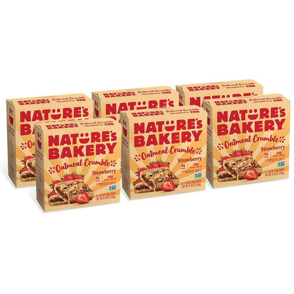 Nature's Bakery Oatmeal Crumble Bars, Strawberry, 6-6 Count Boxes (36 Bars), Vegan Snacks, Non-Gmo
