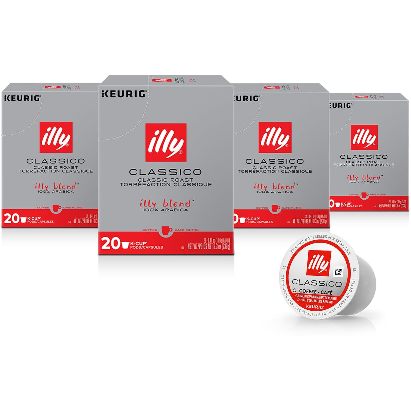 Illy Coffee K Cups - Coffee Pods For Keurig Coffee Maker - Classico Roast - Caramel, Orange Blossom & Jasmine - Mild, Flavorful & Balanced Flavor Pods Of Coffee - No Preservatives - 20 Count, 4 Pack