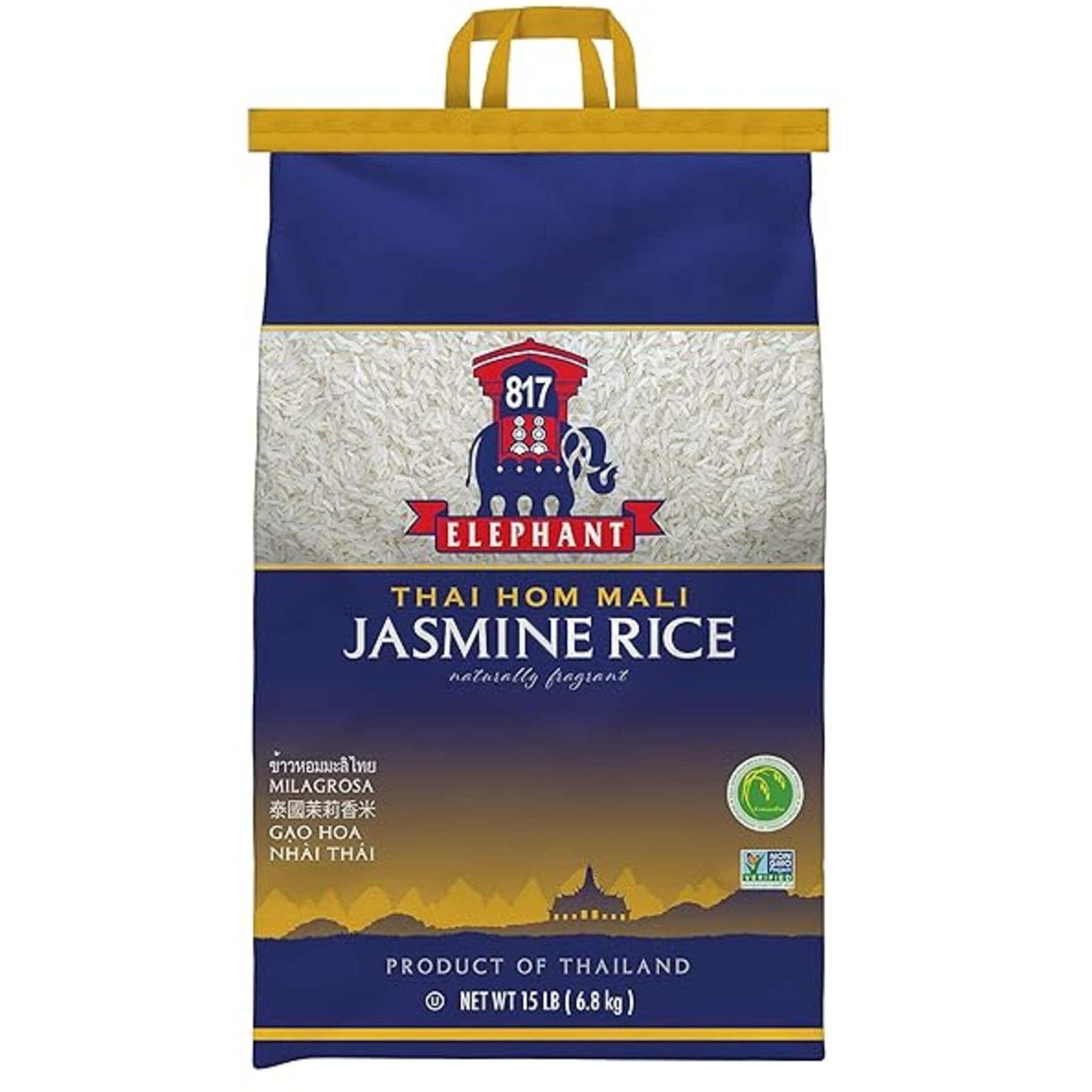 817 Elephant Thai Hom Mali White Jasmine Rice - 15 Lb Bag