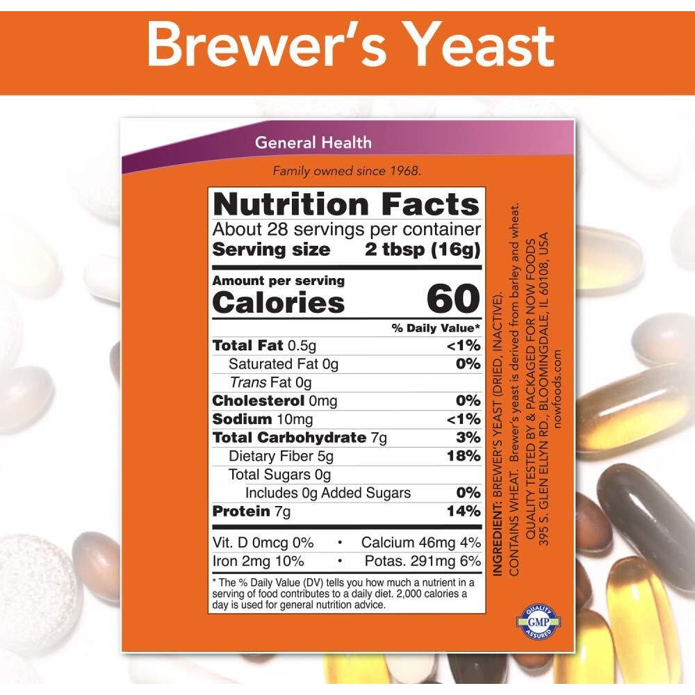 Now Foods Supplements, Brewer's Yeast Powder With Naturally Occurring Protein And B-Vitamins, 1-Pound