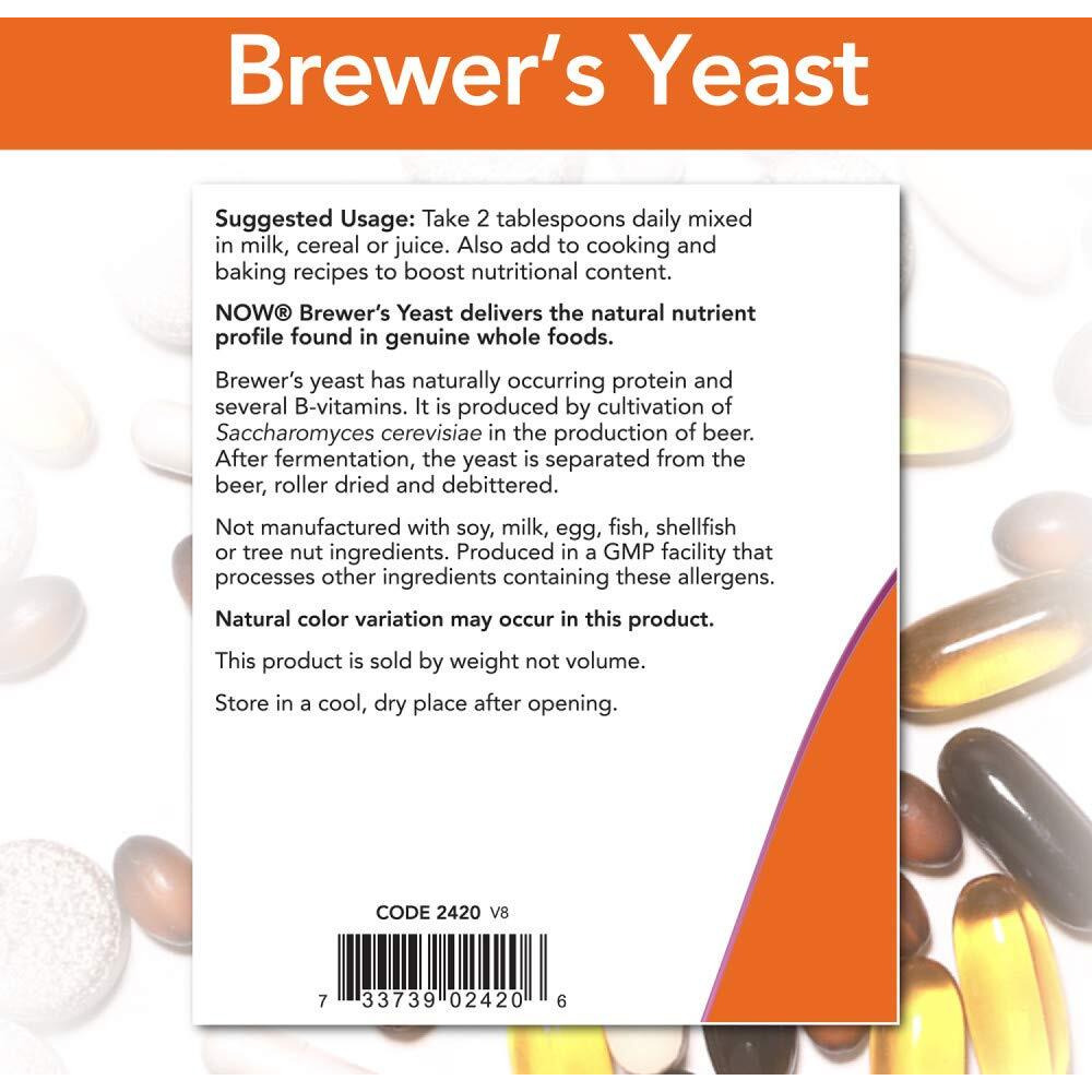 Now Foods Supplements, Brewer's Yeast Powder With Naturally Occurring Protein And B-Vitamins, 1-Pound