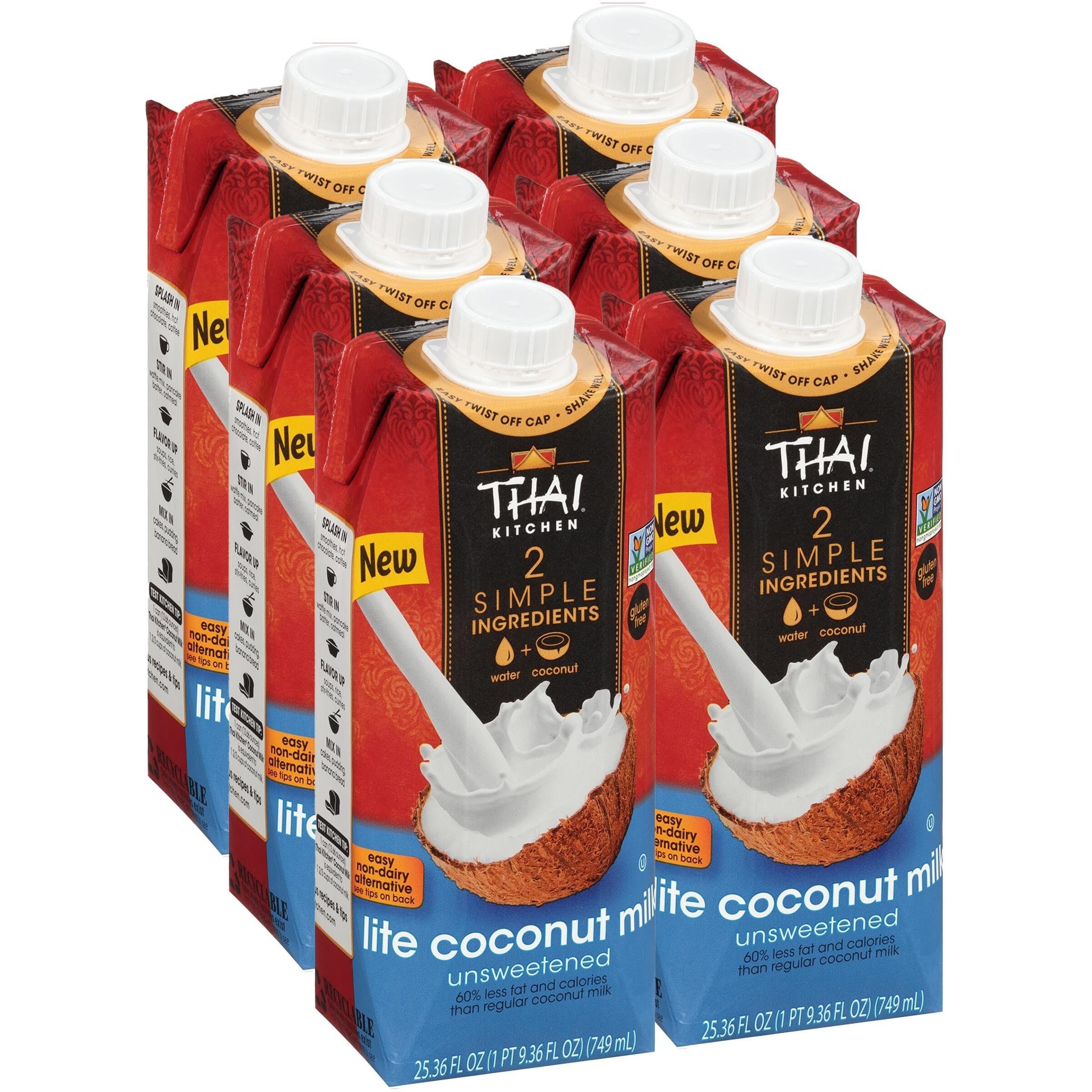 Thai Kitchen Unsweetened Lite Coconut Milk, 25.36 Fl Oz (Pack Of 6)