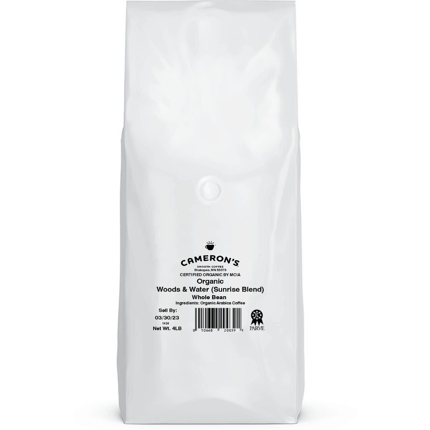 Cameron's Coffee Organic Woods & Water Whole Bean Coffee, Light Roast, 100% Arabica, Bulk, 4-Pound Bag, (Pack Of 1)