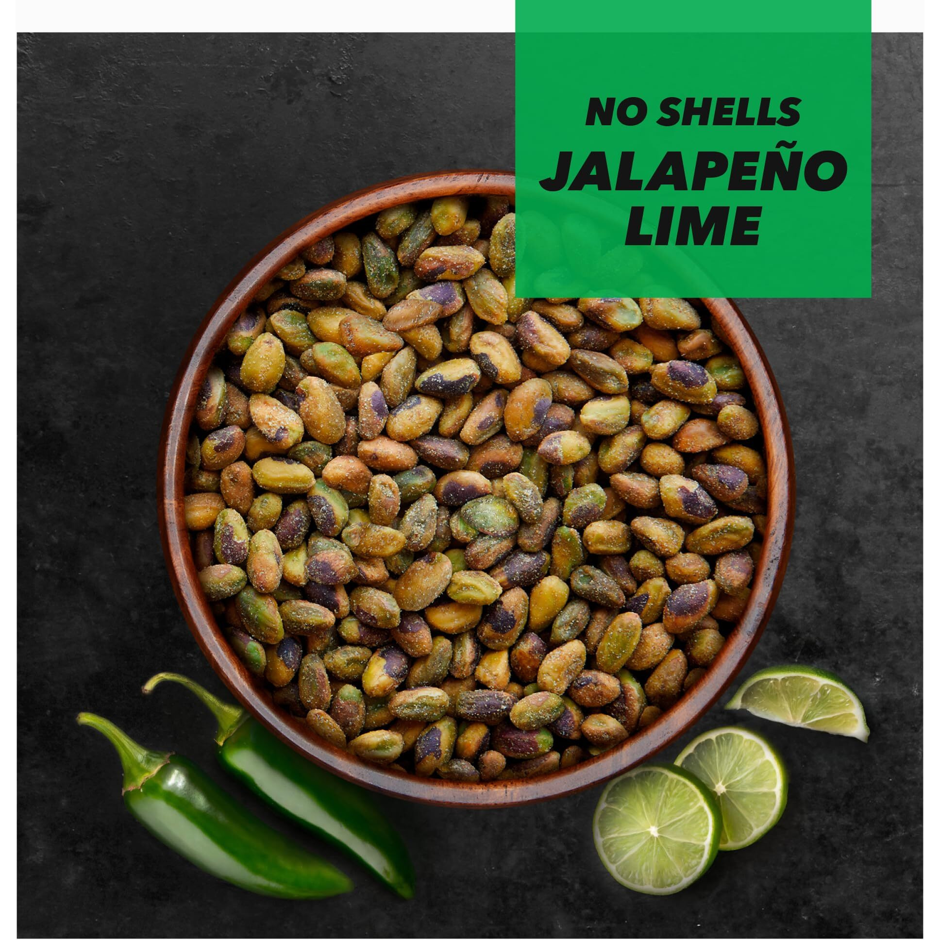 Wonderful Pistachios No Shells, Jalapeo Lime Flavored Nuts, 11 Ounce Resealable Bag, Protein Snacks, Gluten Free, Healthy Snacks