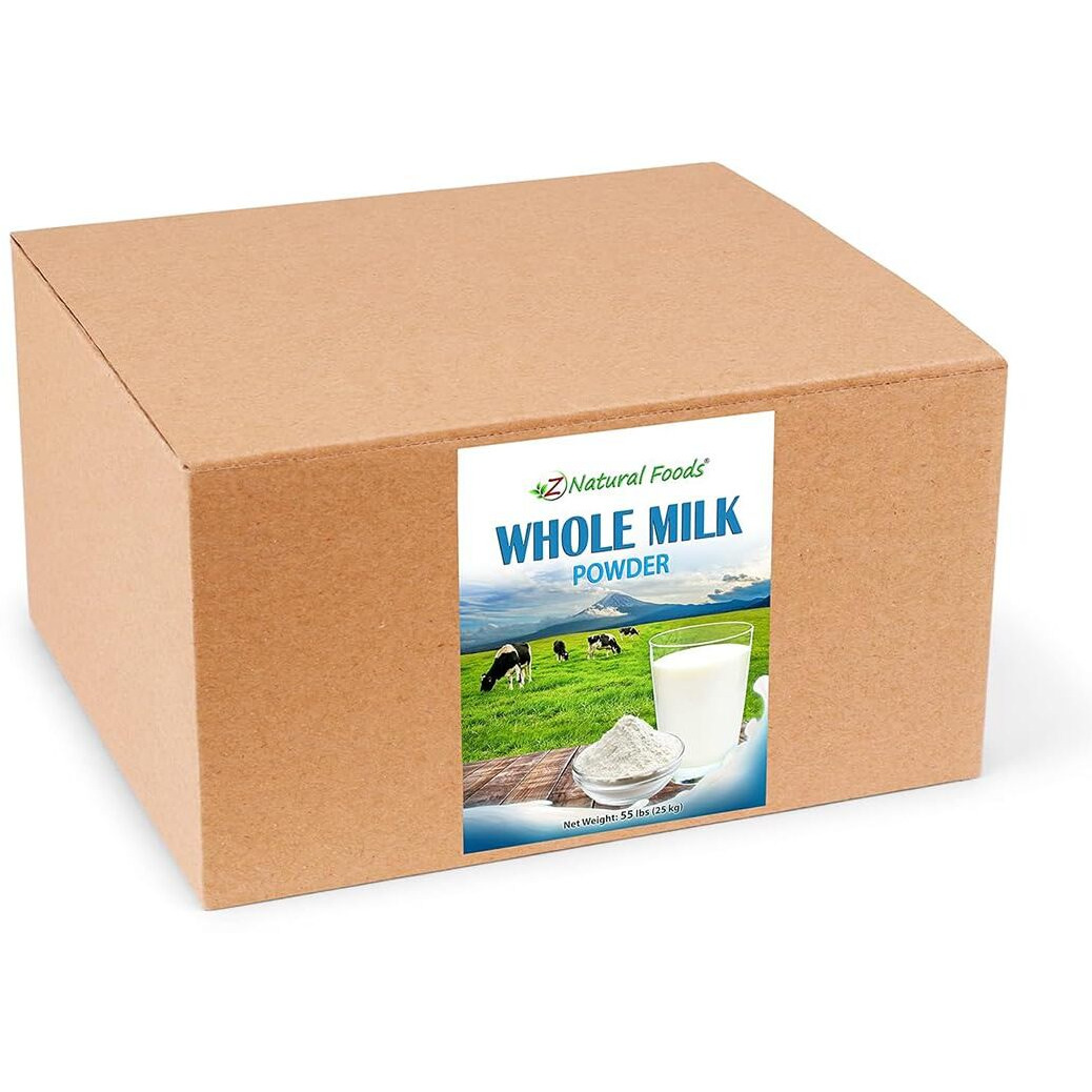 Z Natural Foods Premium Whole Milk Powder - Powdered Milk For Baking, Cooking, Drinks - Dry Milk Powder, Pasteurized, Non-Gmo, Gluten-Free, Kosher-Certified, 55 Lbs