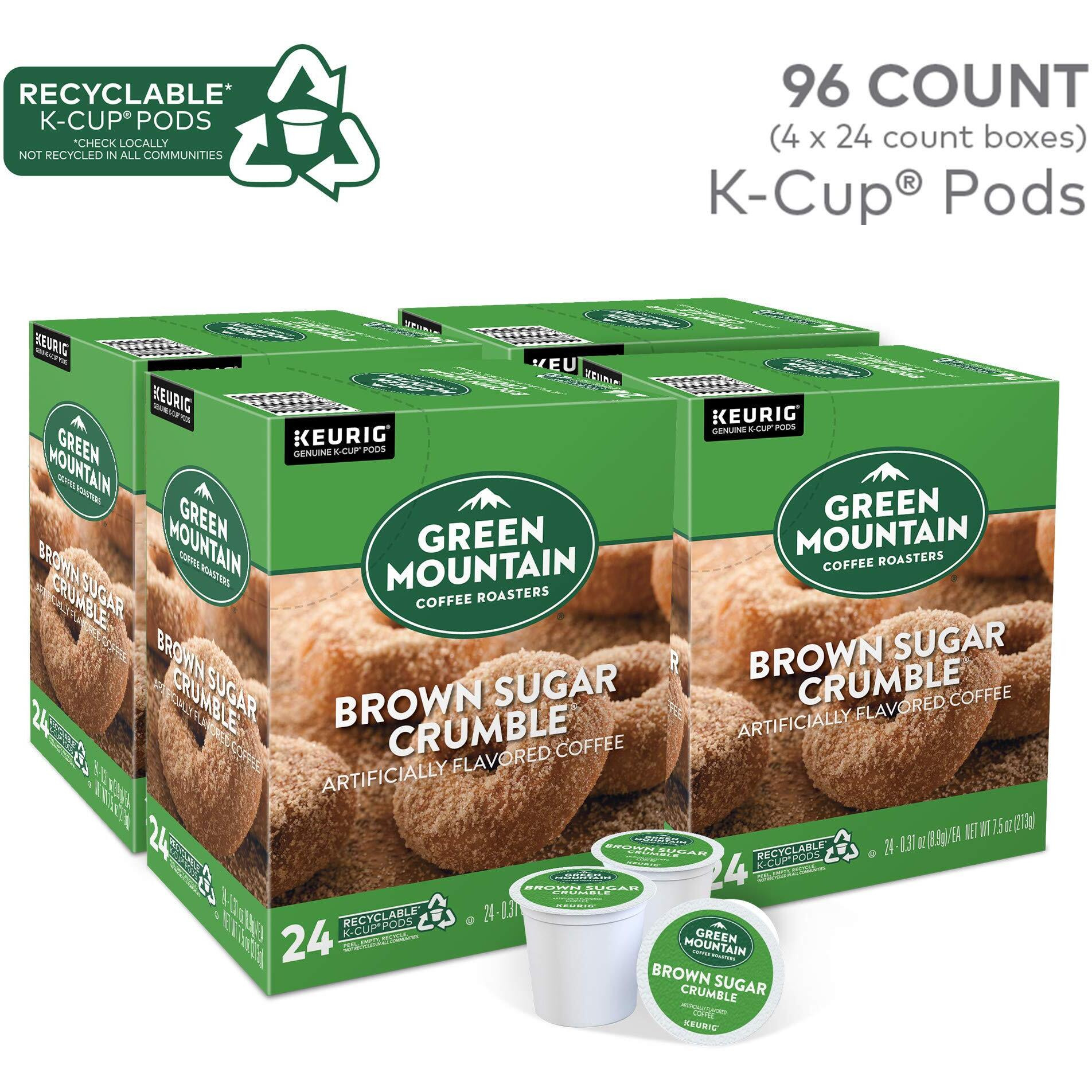 Green Mountain Coffee Roasters Brown Sugar Crumble Coffee, Keurig Single Serve K-Cup Pods, 96 Count (4 Packs Of 24)