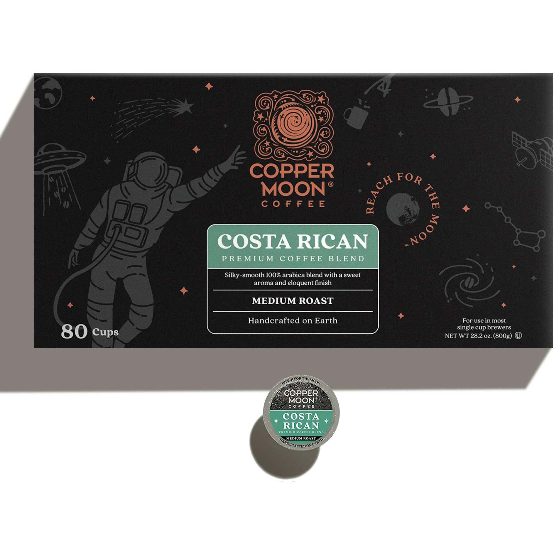 Copper Moon Single Serve Coffee Pods For Keurig K-Cup Brewers, Medium Roast, Costa Rican Blend, 80 Count