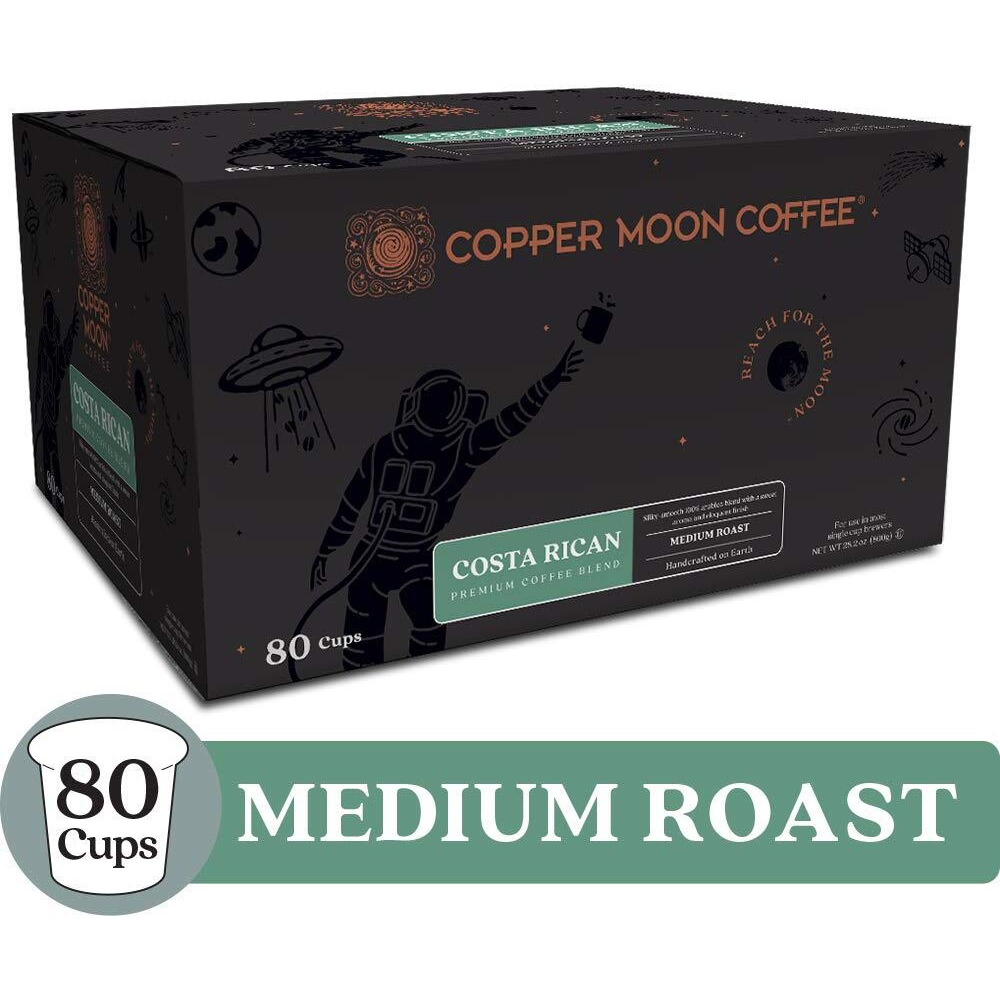 Copper Moon Single Serve Coffee Pods For Keurig K-Cup Brewers, Medium Roast, Costa Rican Blend, 80 Count