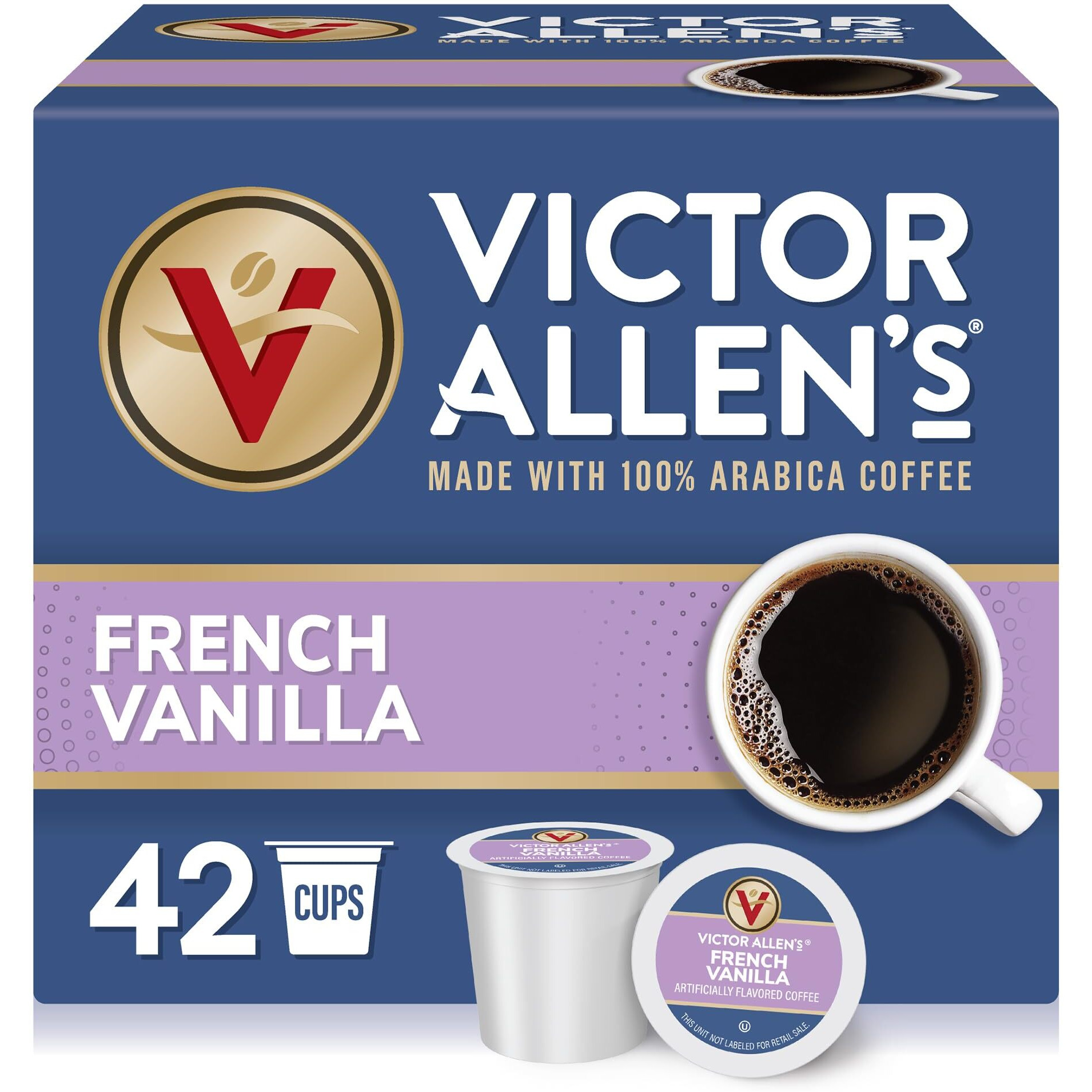 Victor Allen's Coffee French Vanilla Flavored Coffee, Medium Roast, 42 Count, Single Serve Coffee Pods For Keurig K-Cup Brewers