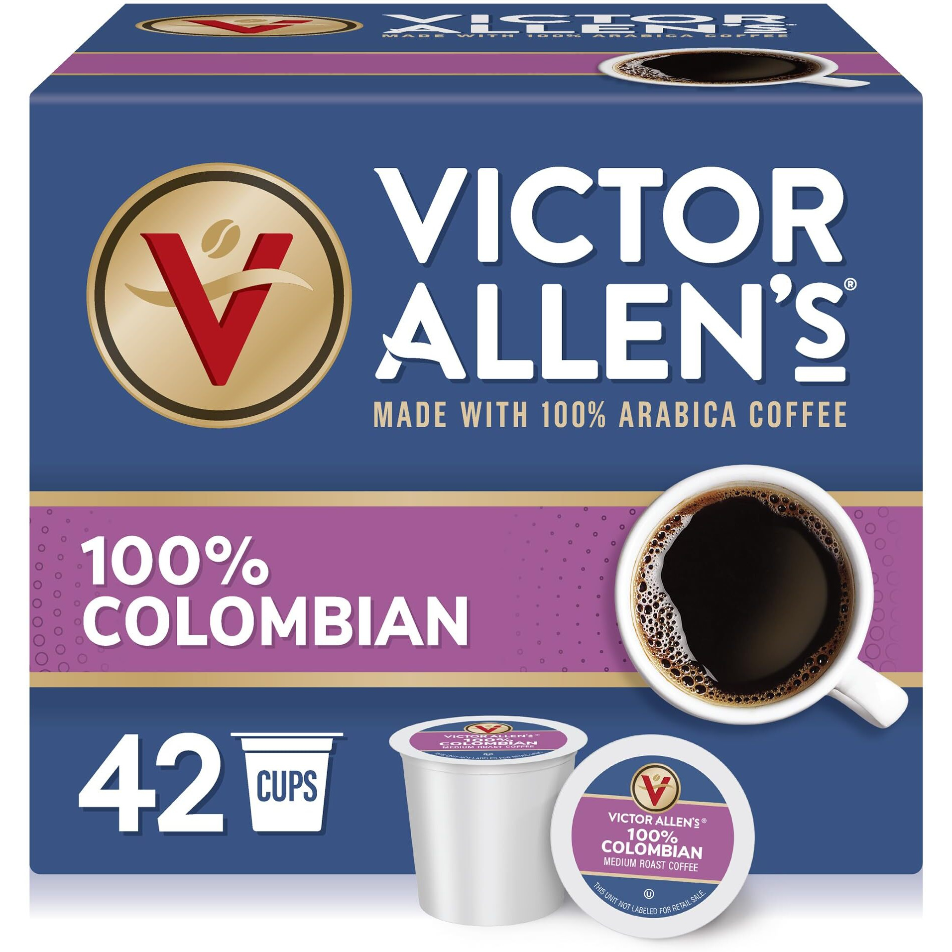 Victor Allen's Coffee 100% Colombian, Medium Roast, 42 Count, Single Serve Coffee Pods For Keurig K-Cup Brewers