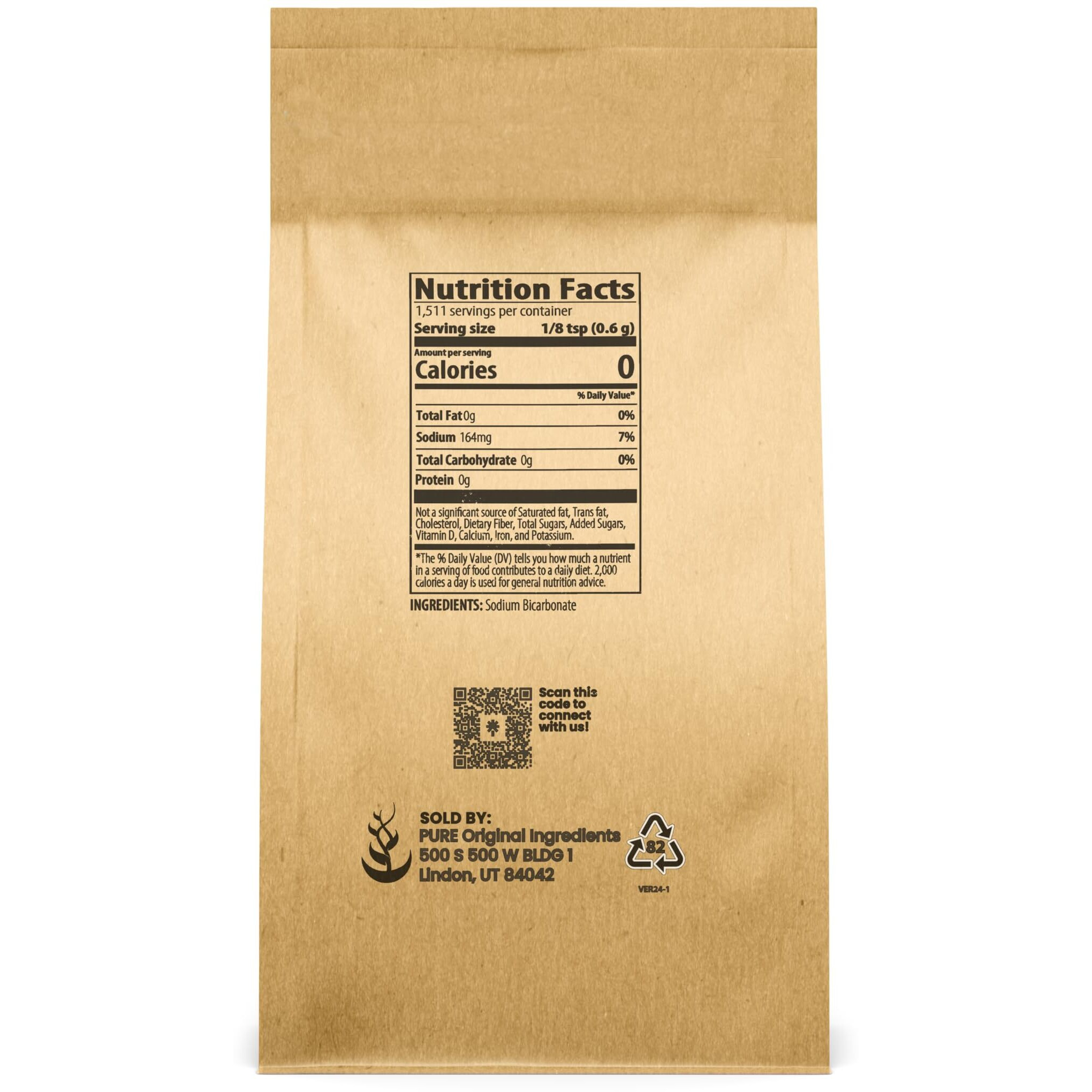 Pure Original Ingredients Baking Soda (2 Lb) Sodium Bicarbonate (Nahco3), Always Pure, No Fillers Or Additives