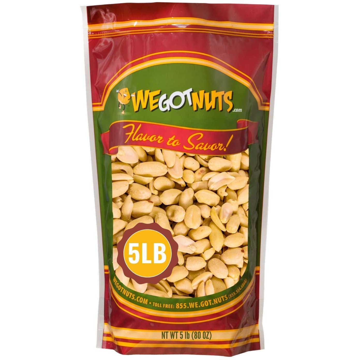 Peanuts Dry Roasted Unsalted, Blanched, 5 Pound Bulk Bag - We Got Nuts,