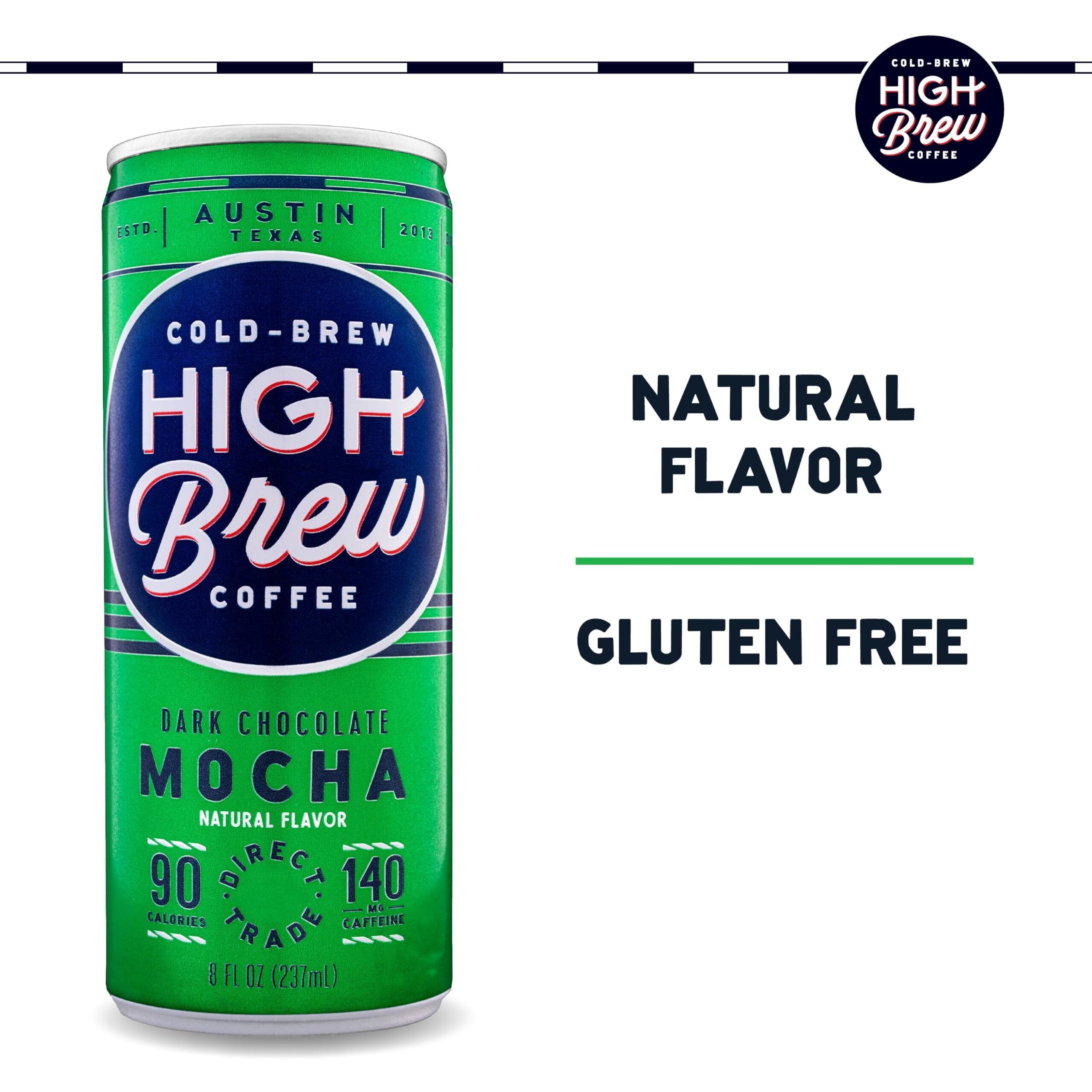 High Brew Coffee, Cold Brew Coffee, Dark Chocolate Mocha, 8 Fl Oz, Ready-To-Drink (Pack Of 12)