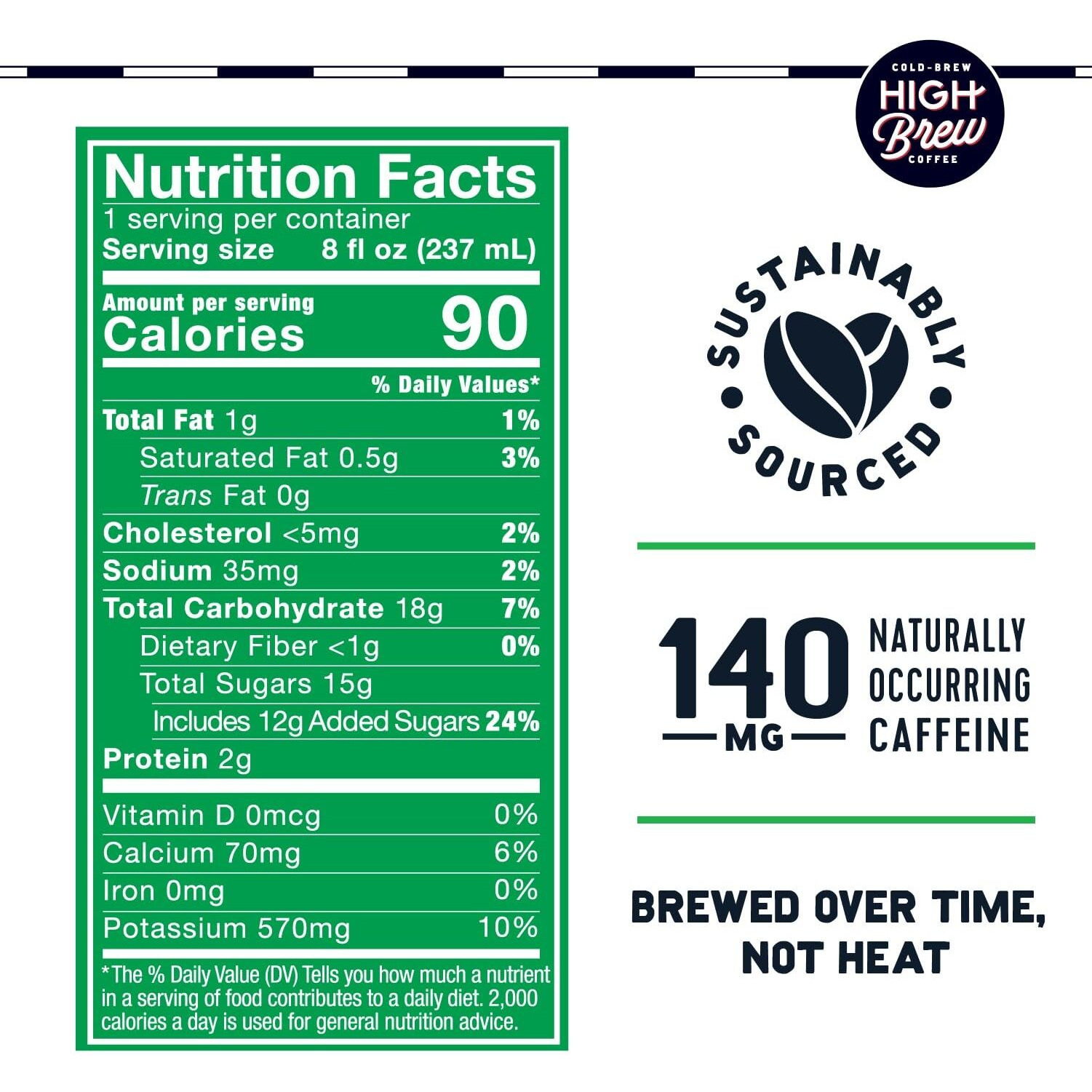 High Brew Coffee, Cold Brew Coffee, Dark Chocolate Mocha, 8 Fl Oz, Ready-To-Drink (Pack Of 12)