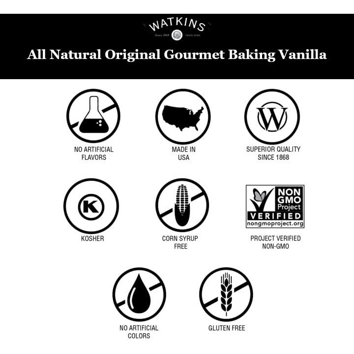 Watkins All Natural Original Gourmet Baking Vanilla, With Pure Vanilla Extract, 1 Gallon (128 Fl. Oz. / 3.78L) Bottle, 1-Pack