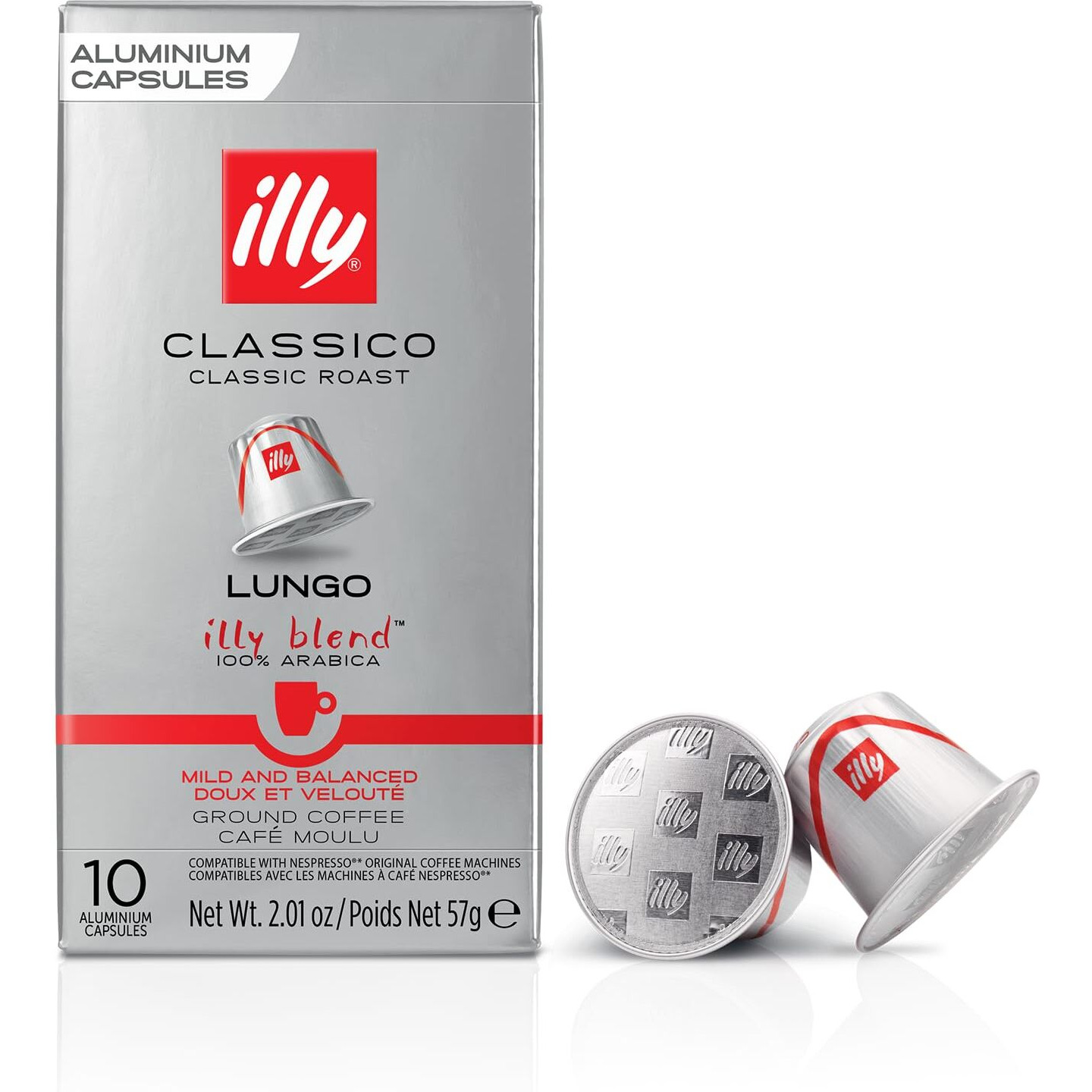 Illy Espresso Compatible Capsules - Single-Serve Coffee Capsules & Pods - Classico Lungo Roast - Notes Of Caramel, Orange Blossom & Jasmine Coffee Pods - For Nespresso Coffee Machines - 10 Count