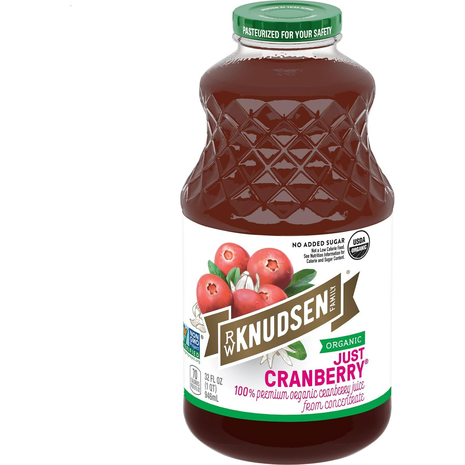 R.W. Knudsen Organic Just Cranberry Juice, 32 Fl Oz (Pack Of 6)
