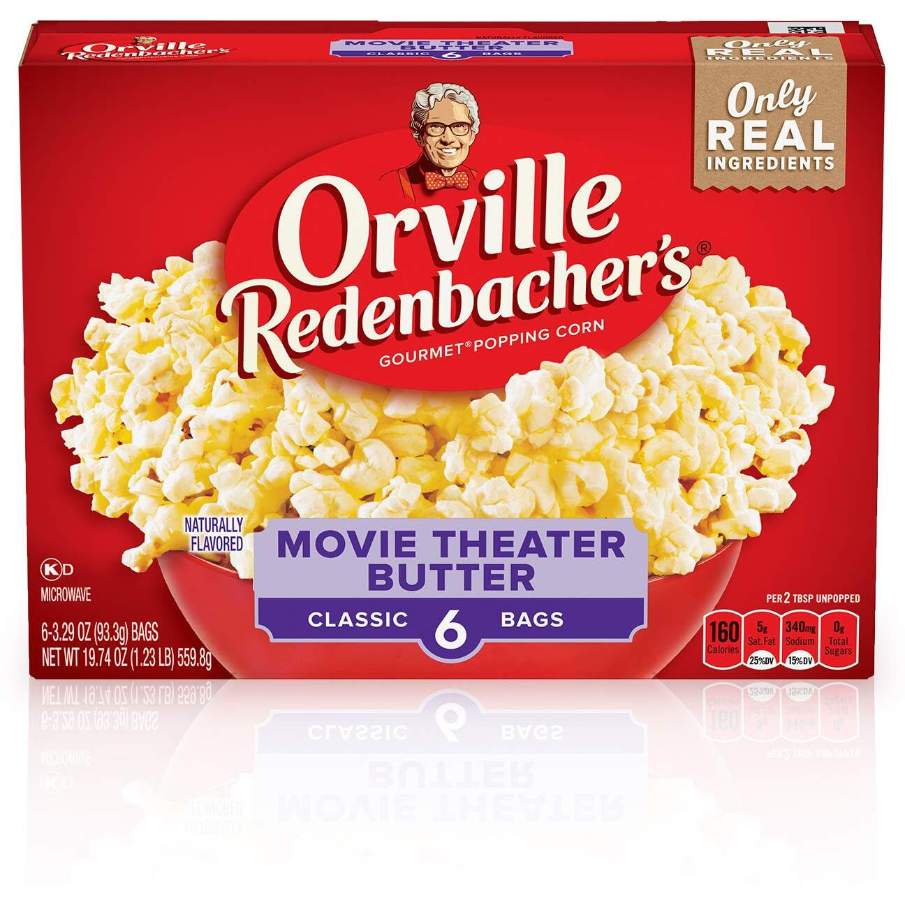 Orville Redenbachers Movie Theater Butter Flavored Microwave Popcorn, Gluten Free, 6 Count Popcorn Bags (6 Boxes)