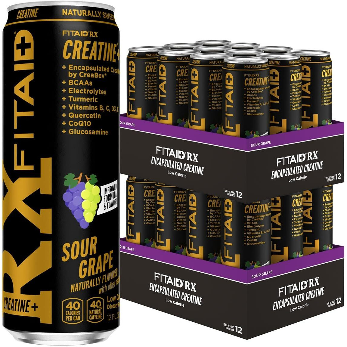 Lifeaid Fitaid Rx Recovery Blend Plus Creatine, Bcaas, Glucosamine, Turmeric, B-Complex, Electrolytes, 100% Clean, Paleo, Vegan And Gluten-Free, 12 Fl Oz. Cans (Pack Of 24)