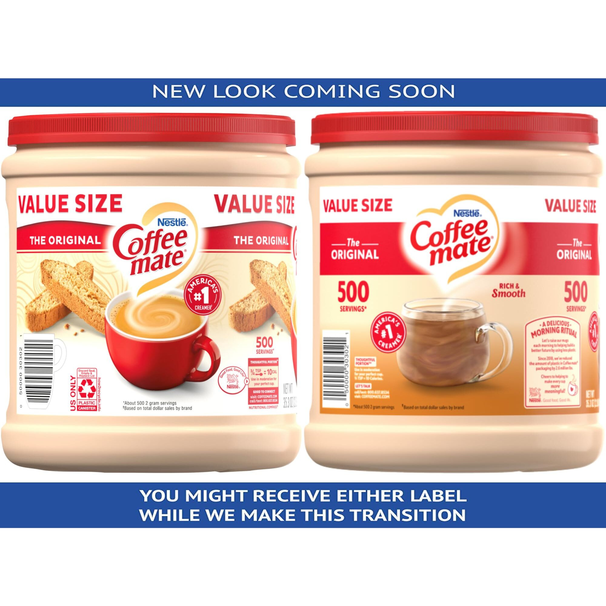 Coffee Mate Original Powder Creamer, 35.3 Oz Canister With By The Cup Stainless Steel Measuring Spoons