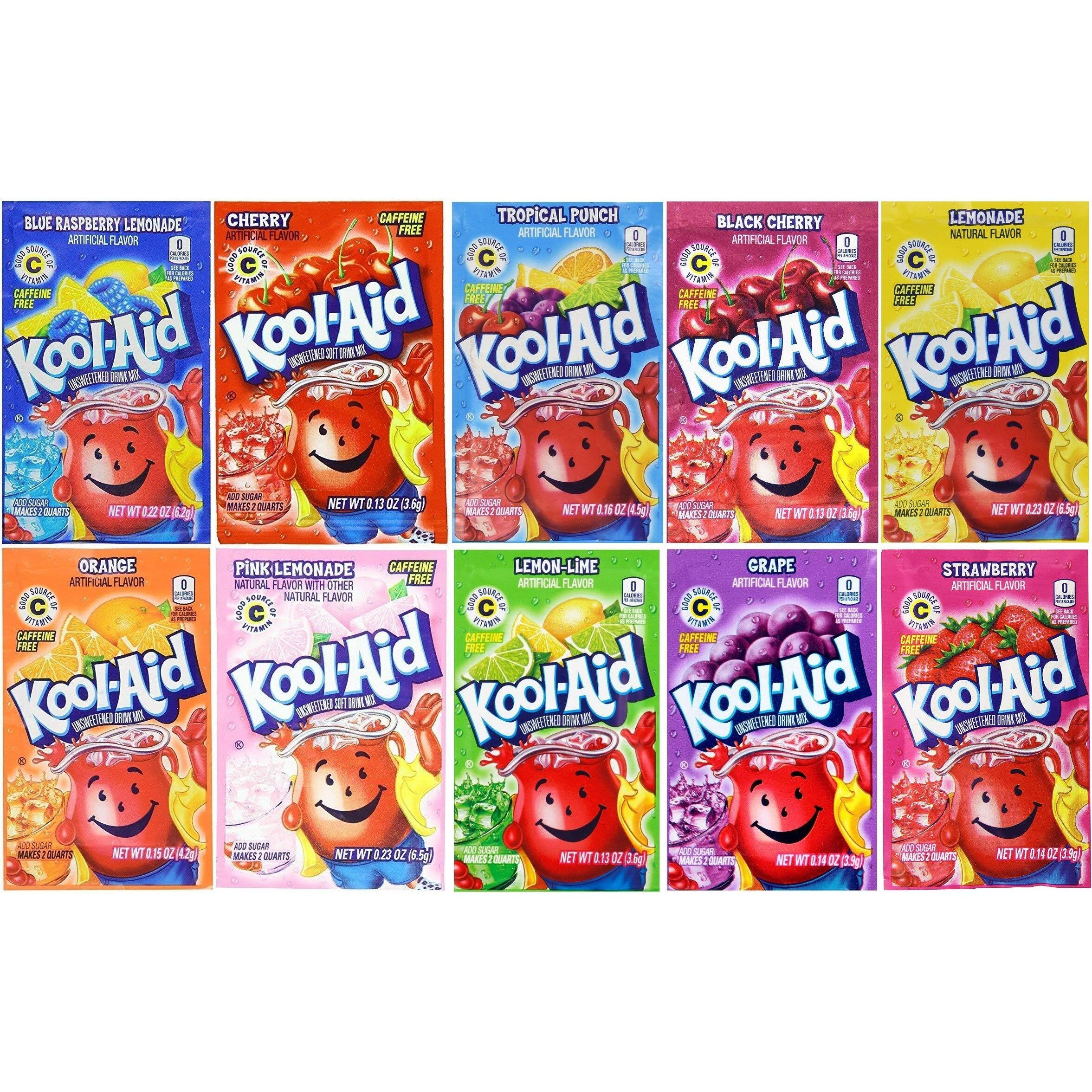 Kool-Aid Drink Mix, 10 Flavors Variety Pack (Bonus Pack Of 50 Packets)