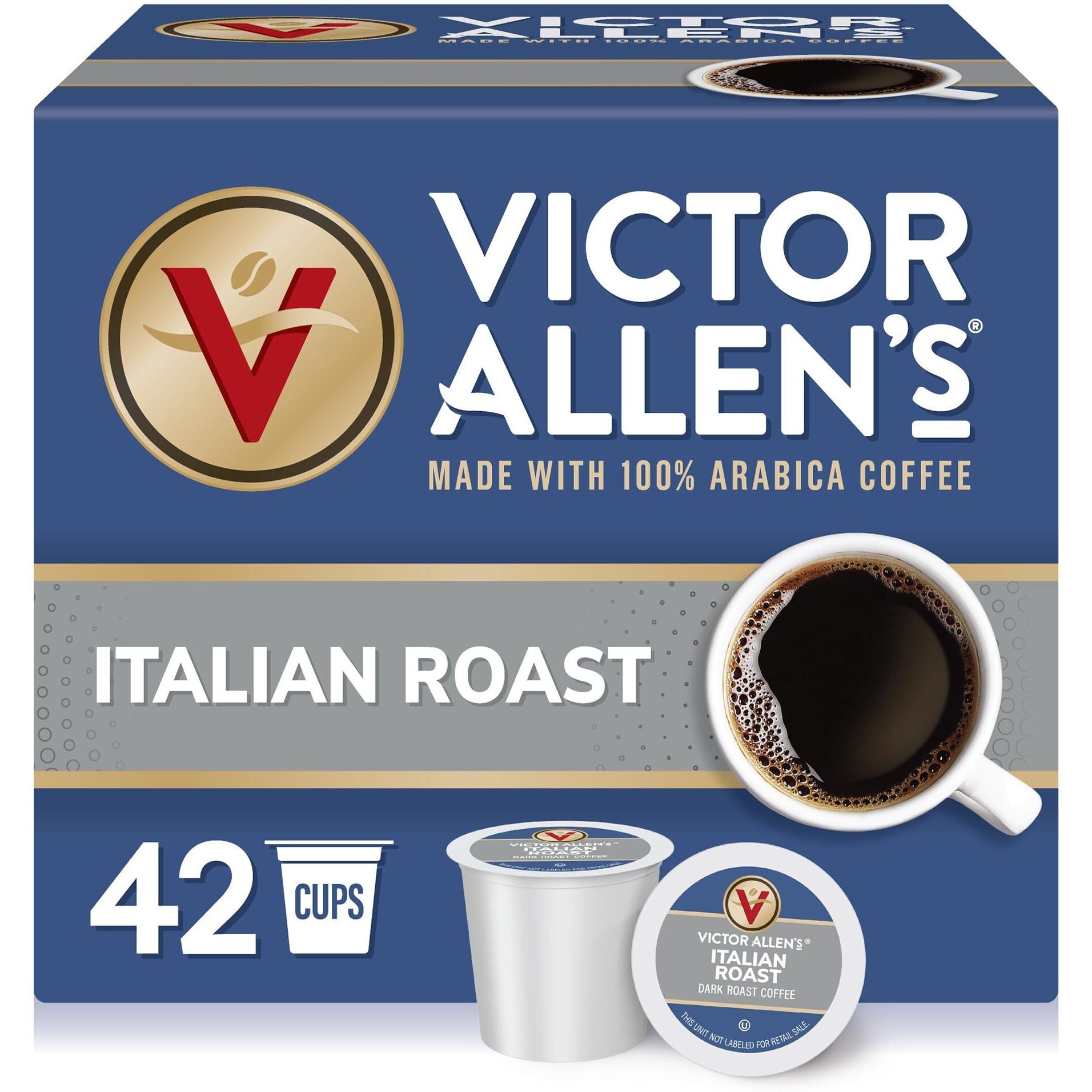 Victor Allen's Coffee Italian Roast, Dark Roast, 42 Count, Single Serve Coffee Pods For Keurig K-Cup Brewers