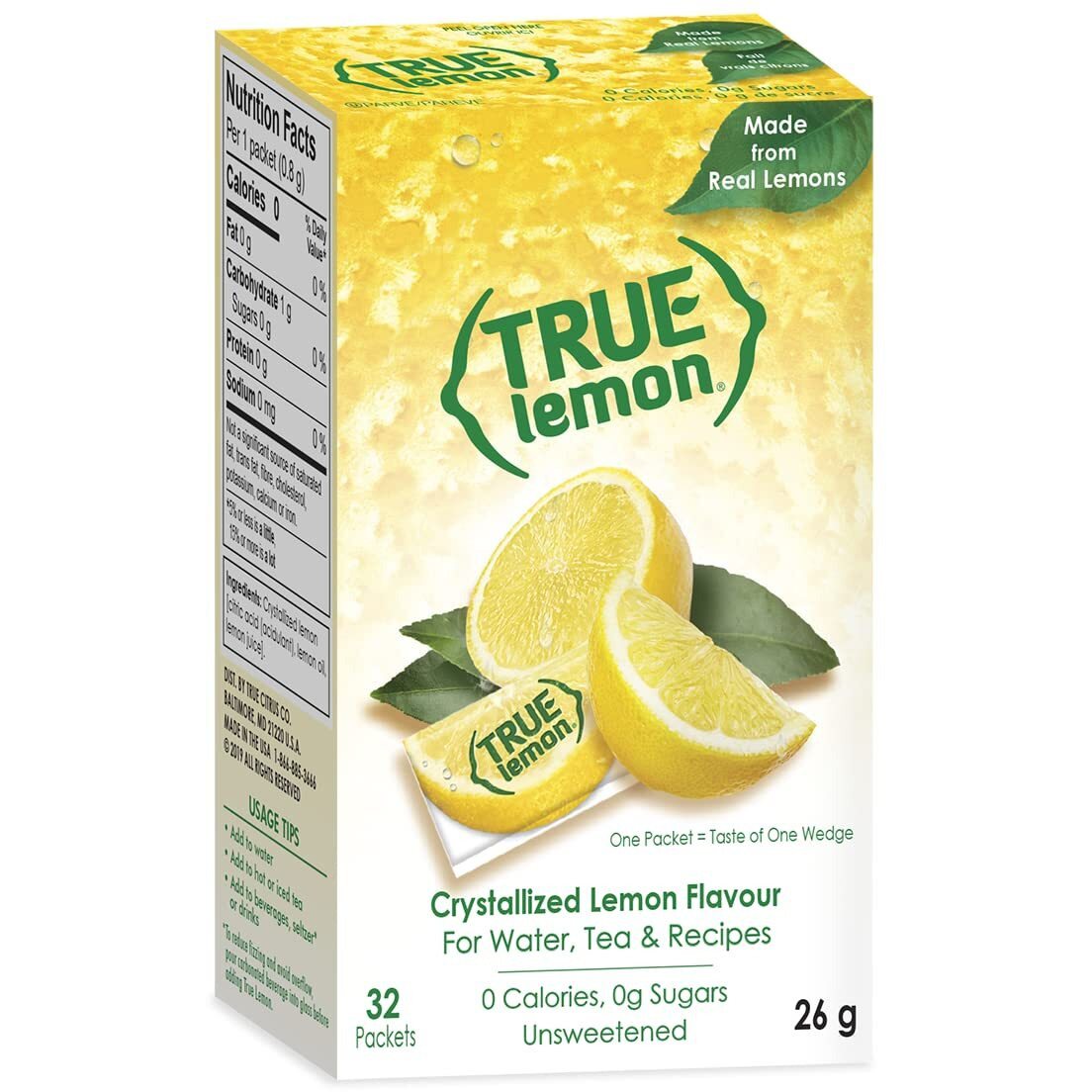 True Lemon - Crystallized Lemon For Water, Tea - Single-Serve Packets - Water Enhancer - 32-Count
