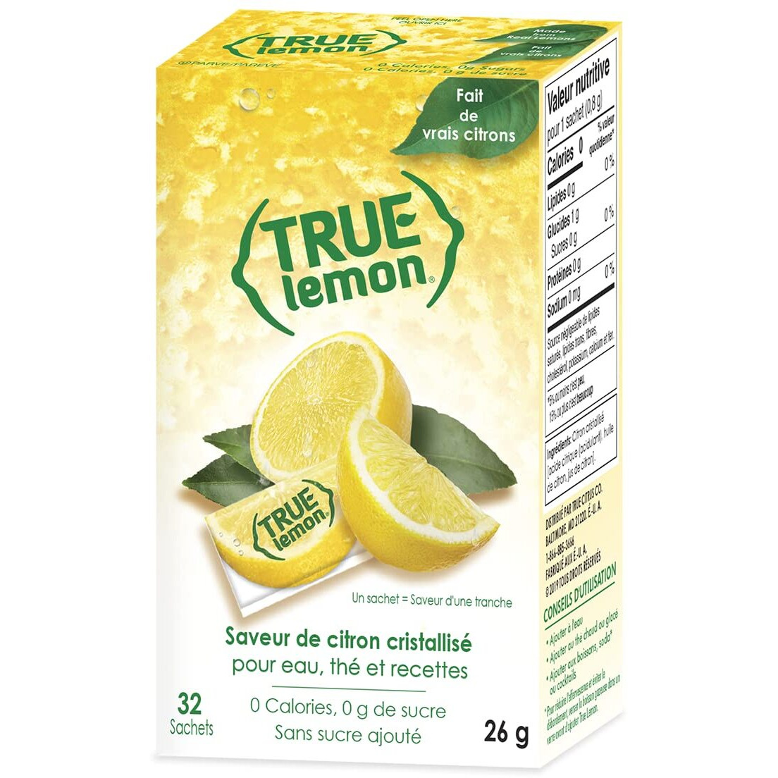 True Lemon - Crystallized Lemon For Water, Tea - Single-Serve Packets - Water Enhancer - 32-Count