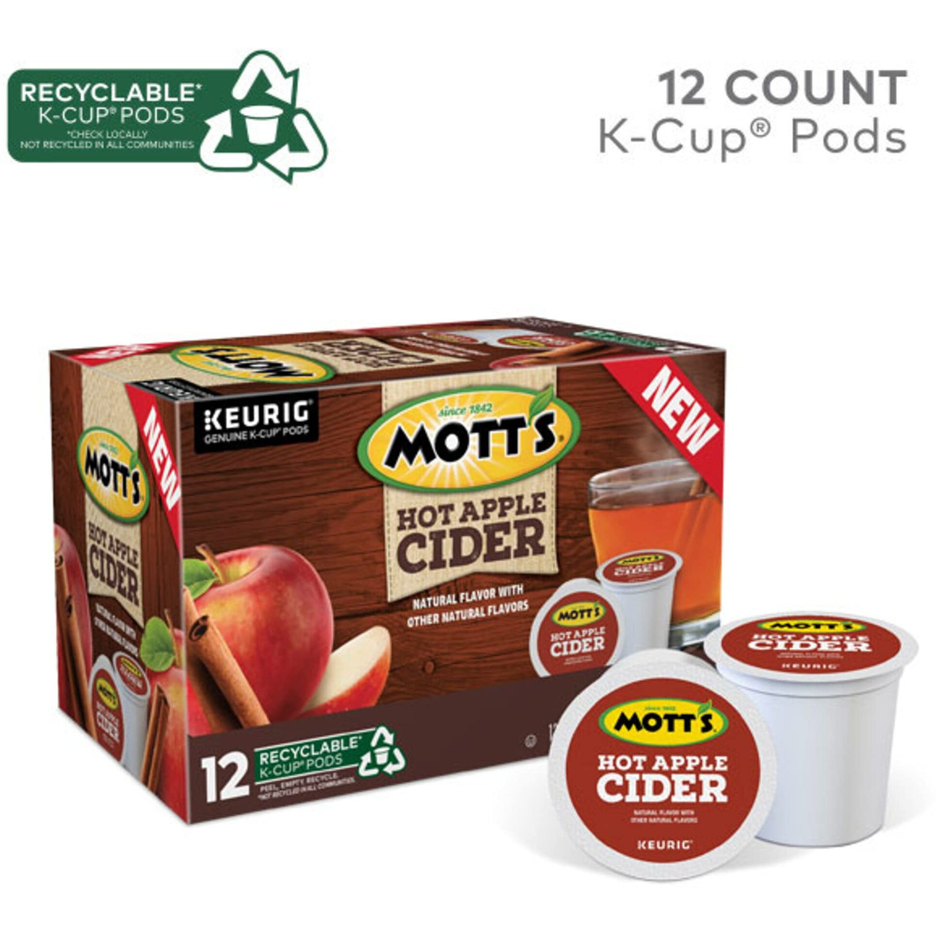 Mott's Hot Apple Cider, Keurig Single-Serve K-Cup Pods, 12 Count