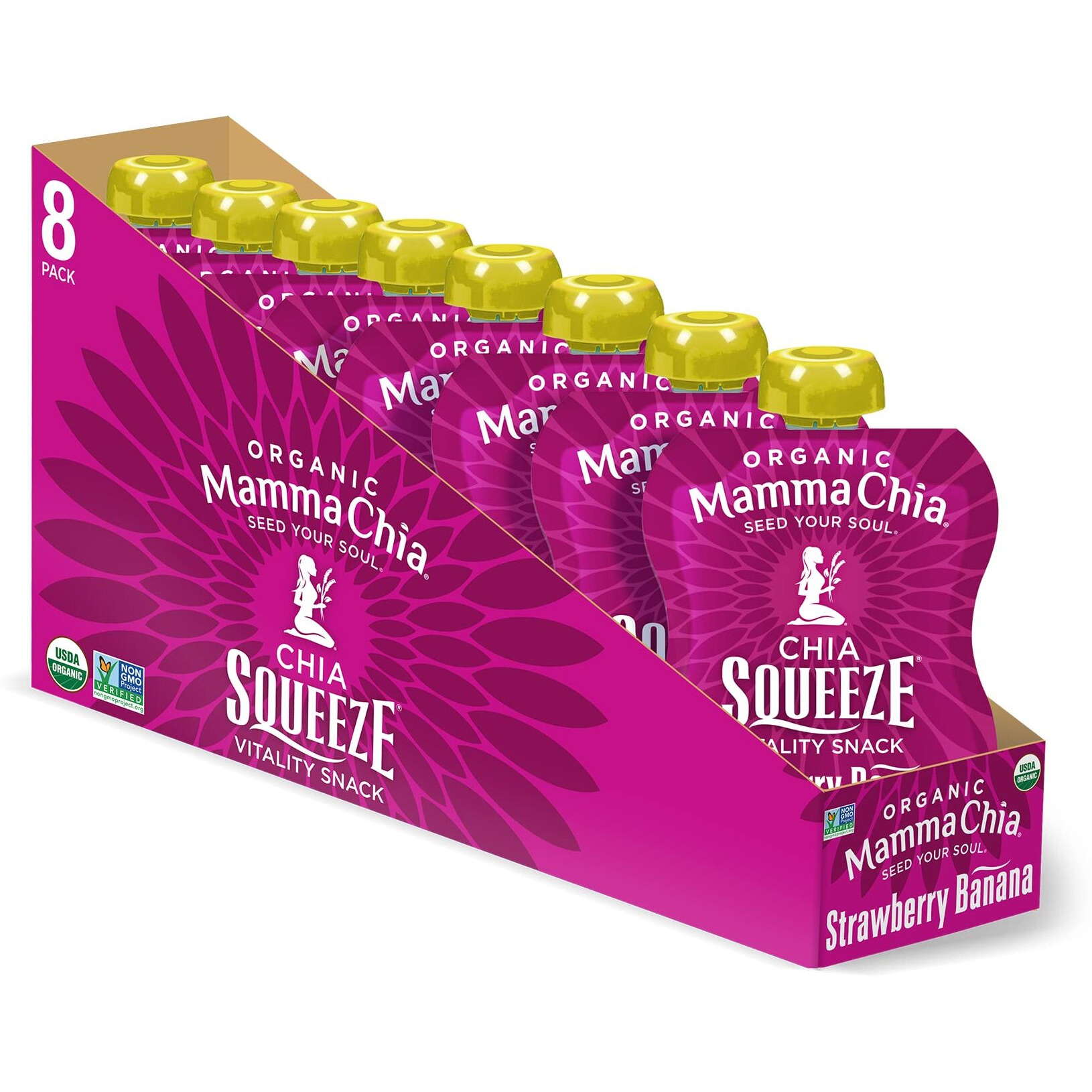 Mamma Chia Strawberry Banana Organic Squeeze Snack, Non Gmo, Gluten Free, 3.5 Ounces (Pack Of 16)