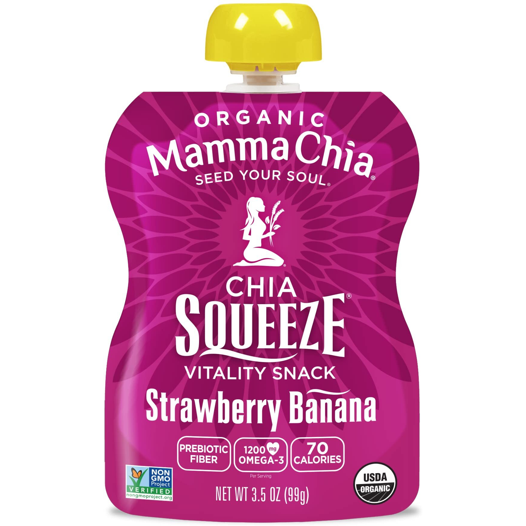 Mamma Chia Strawberry Banana Organic Squeeze Snack, Non Gmo, Gluten Free, 3.5 Ounces (Pack Of 16)
