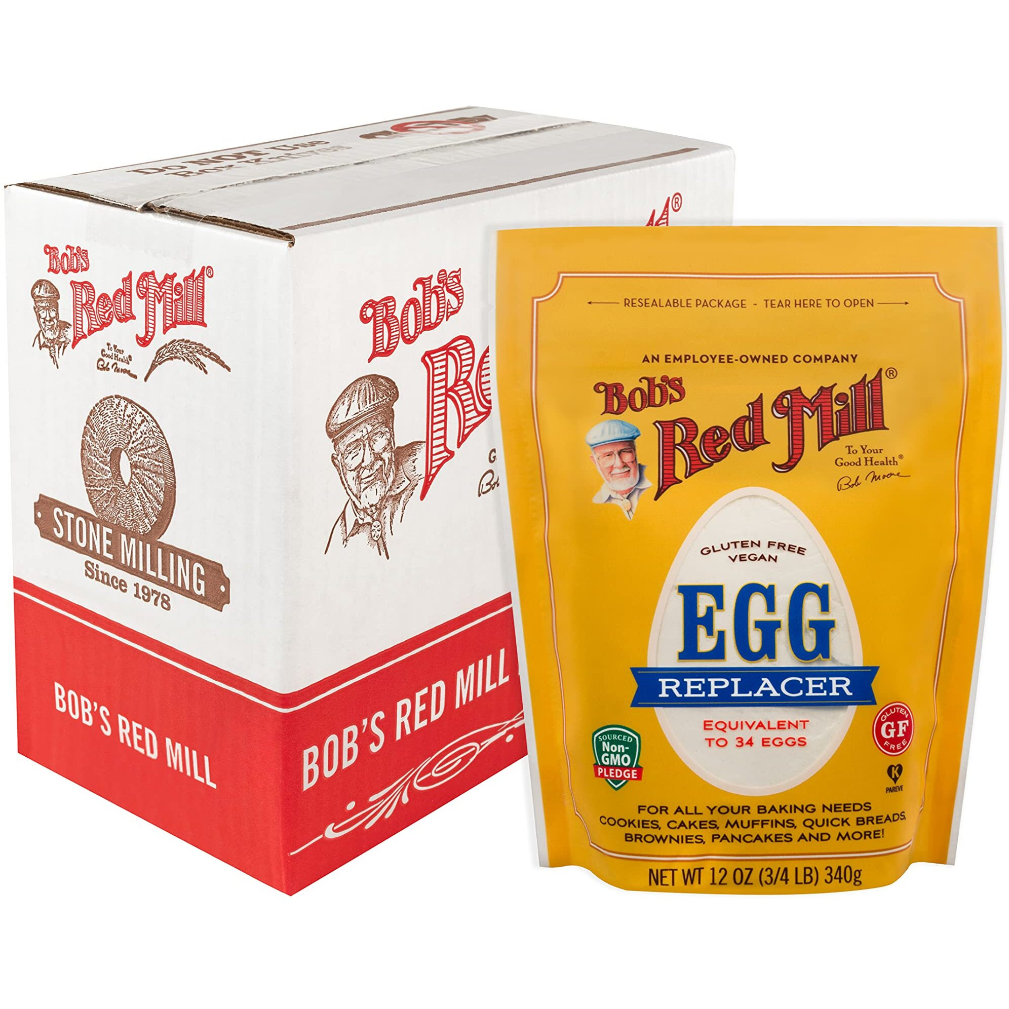 Bob's Red Mill Gf Egg Replacer, 12 Ounce Bag (Pack Of 5), Equals 34 Eggs/Bag, Gluten Free, Non-Gmo, Vegan, Paleo Friendly