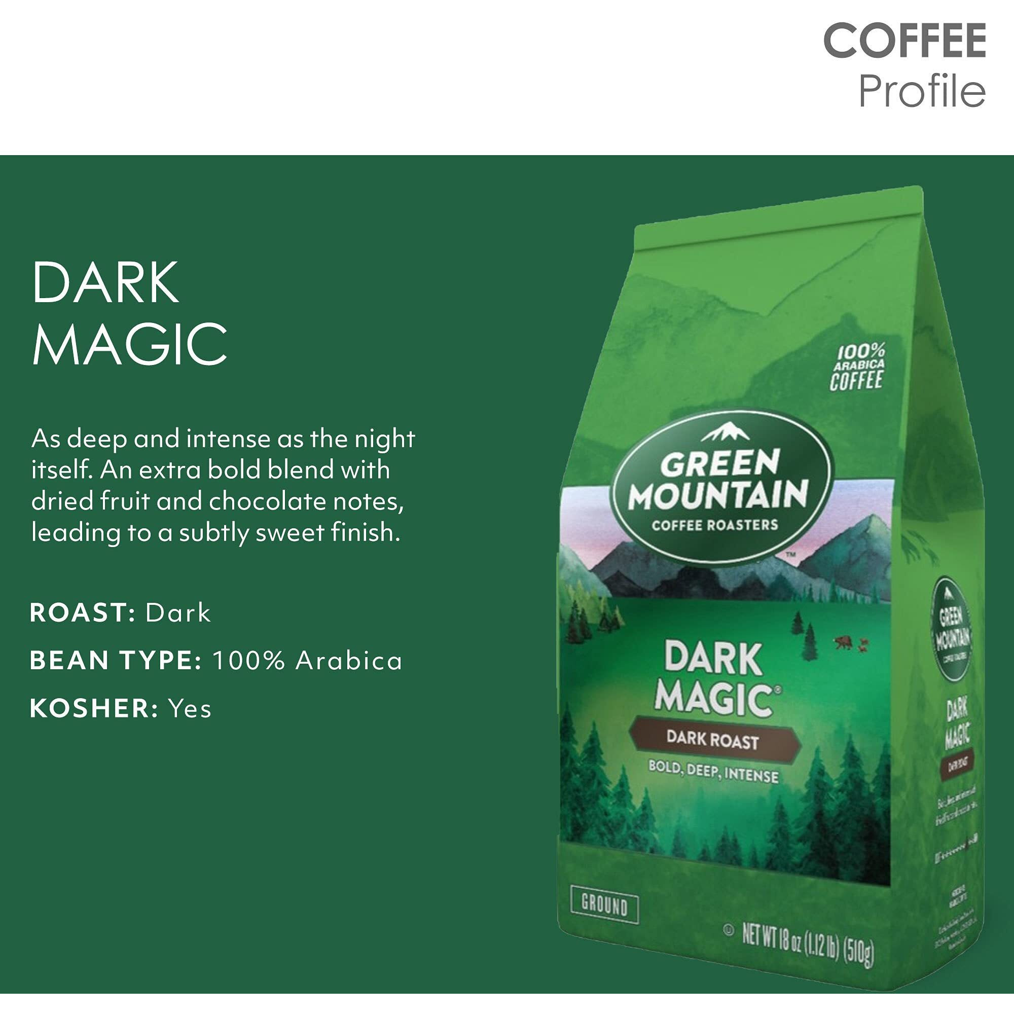 Green Mountain Coffee Roasters Dark Magic, Ground Coffee, Bagged 18 Oz