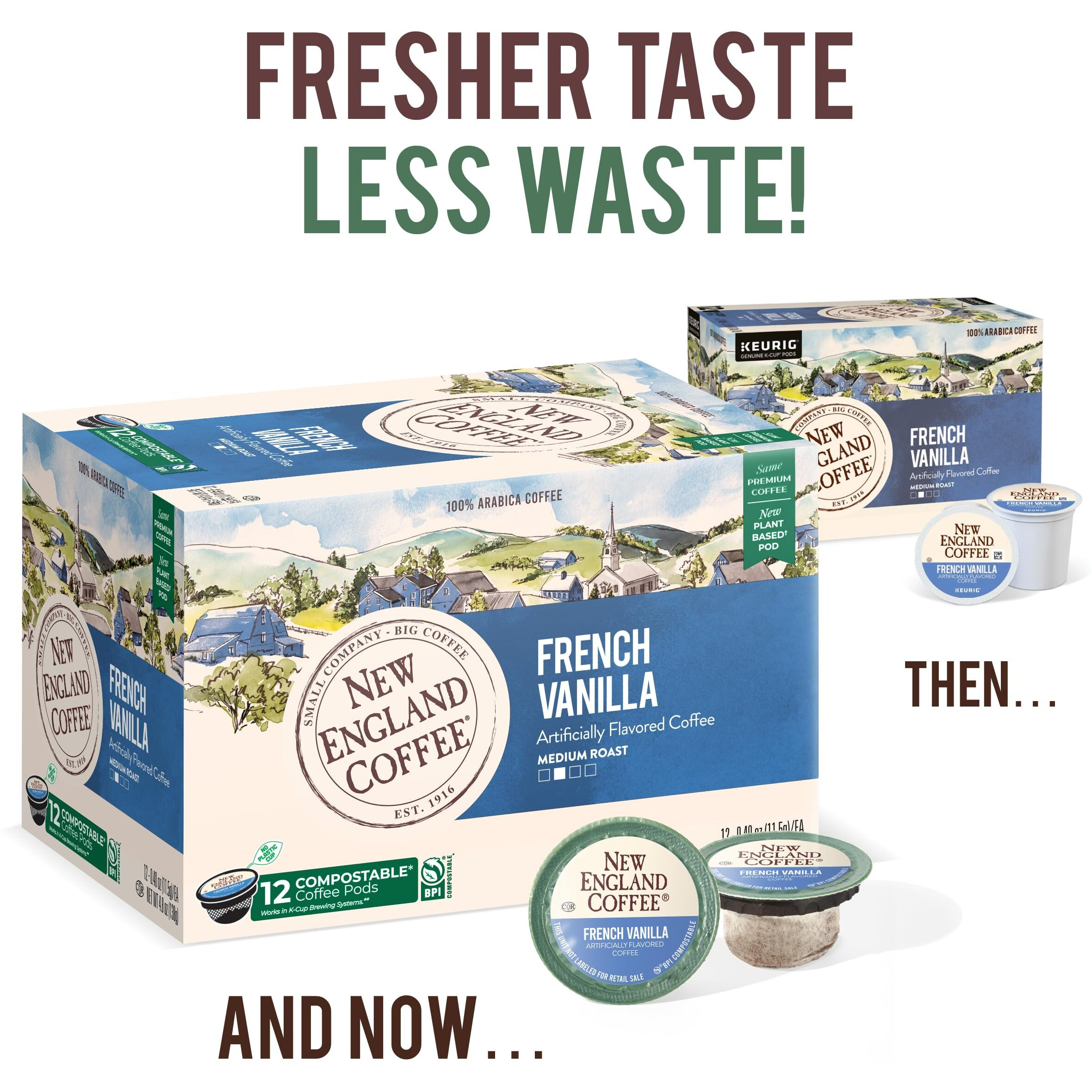 New England Coffee French Vanilla Medium Roast Single Serve Pods, 12Ct Box (Pack Of 6)